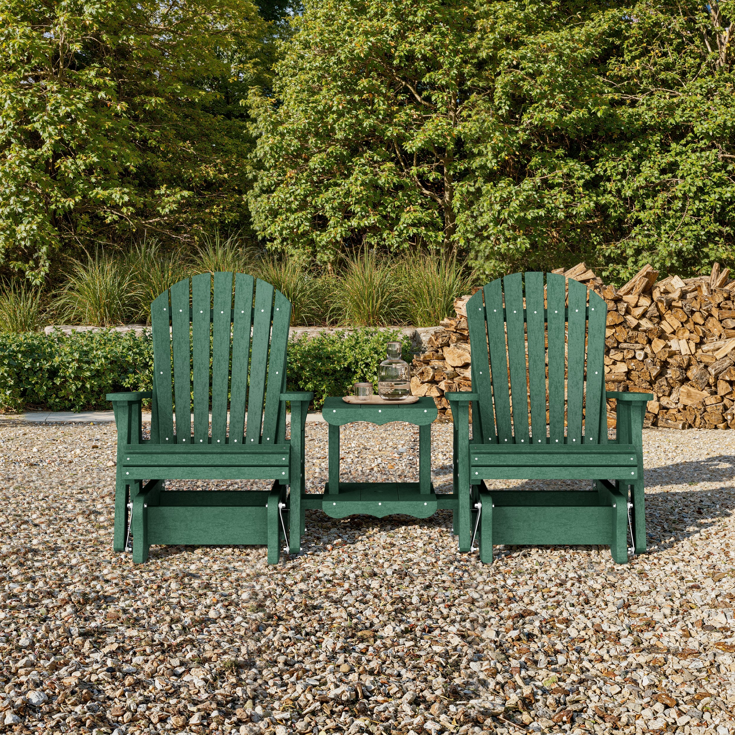 Heritage Adirondack Glider Chair Set with Center Table