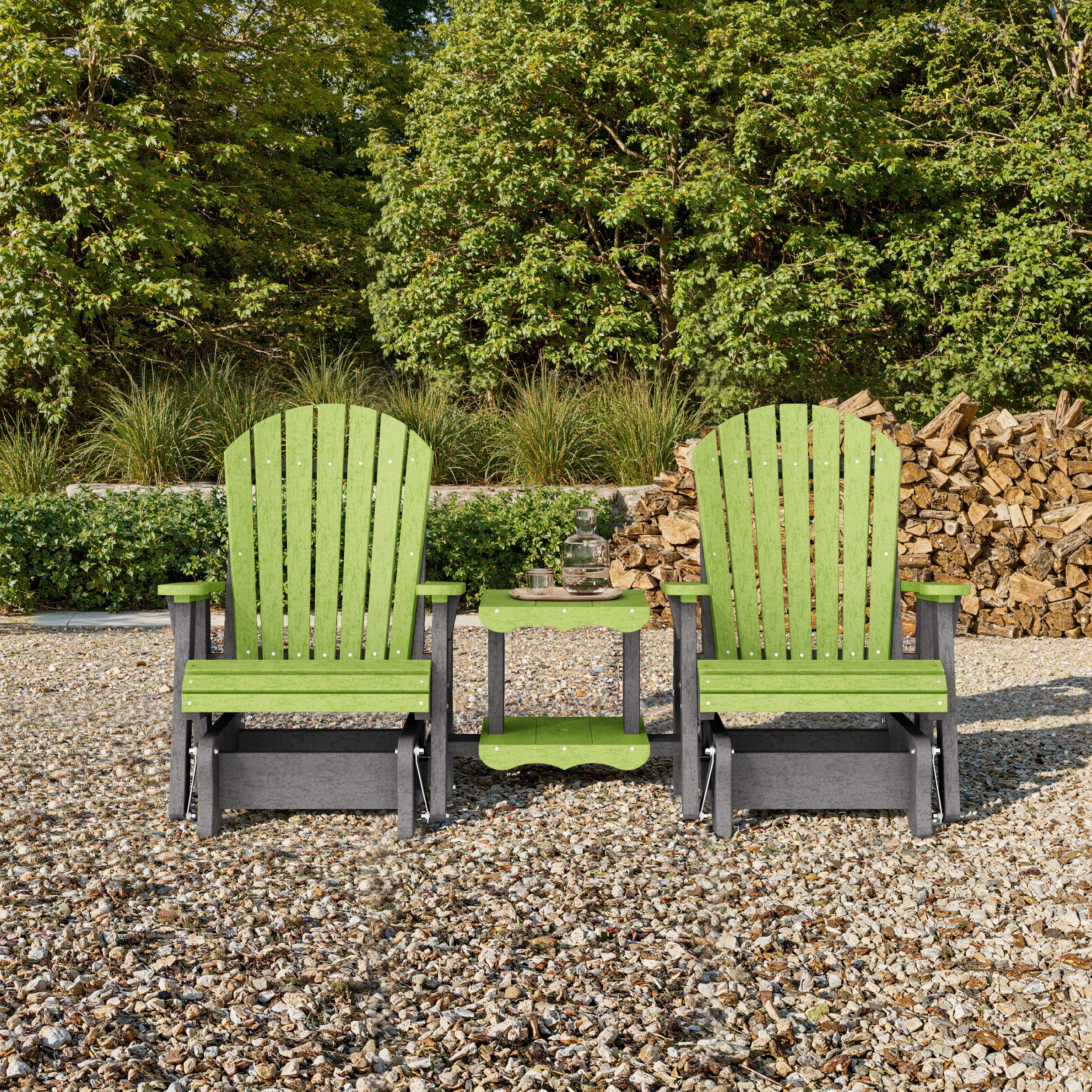 Heritage Adirondack Glider Chair Set with Center Table