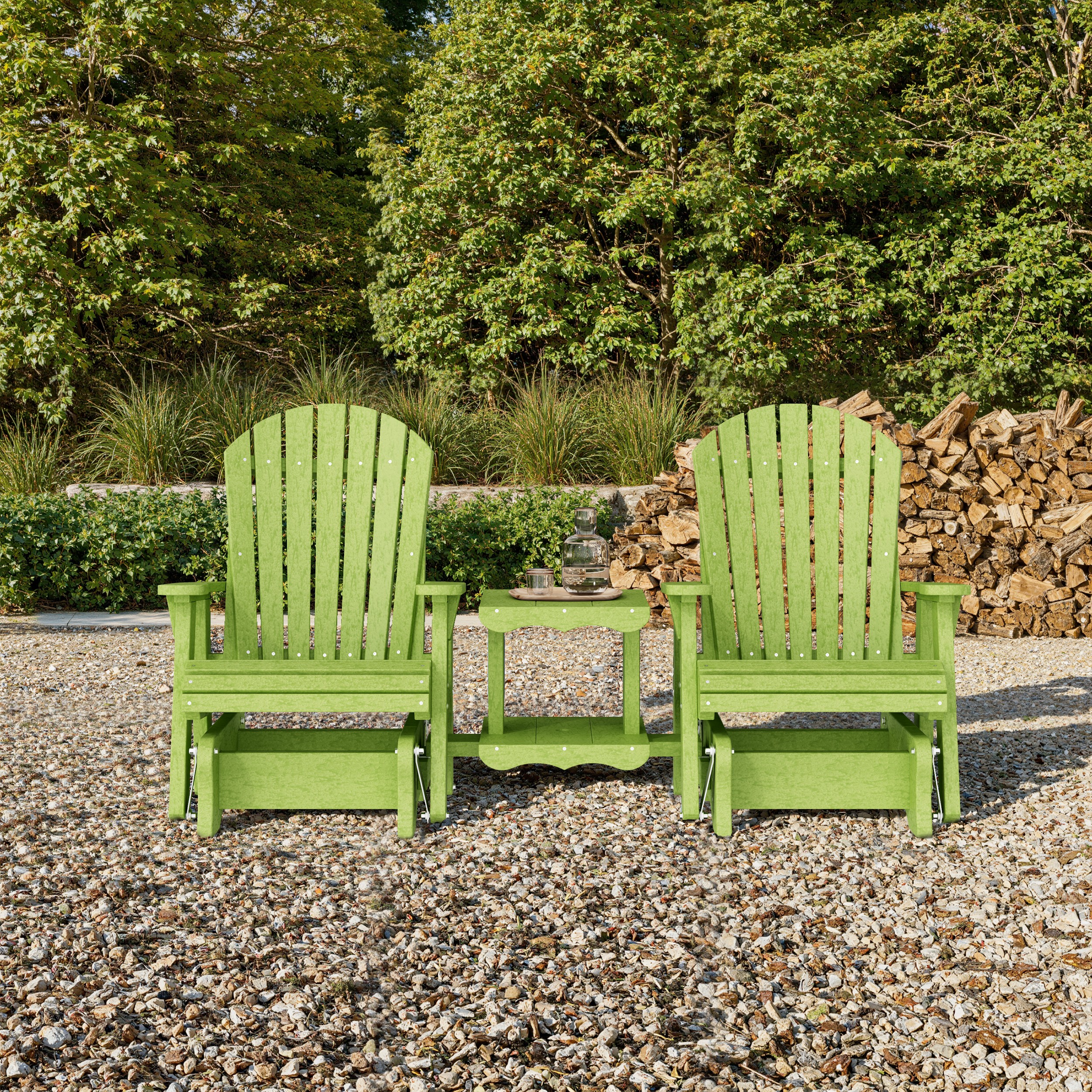 Heritage Adirondack Glider Chair Set with Center Table