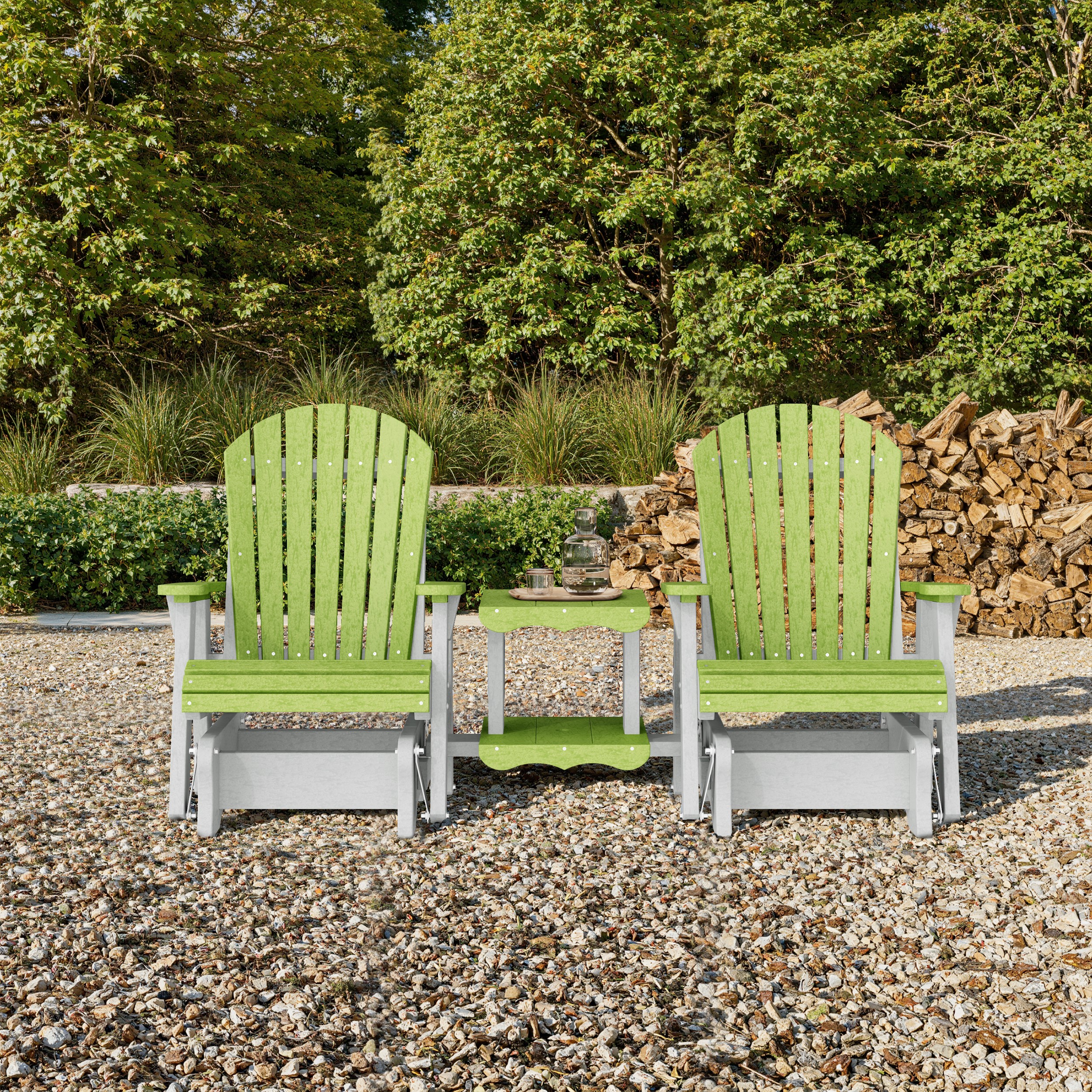 Heritage Adirondack Glider Chair Set with Center Table