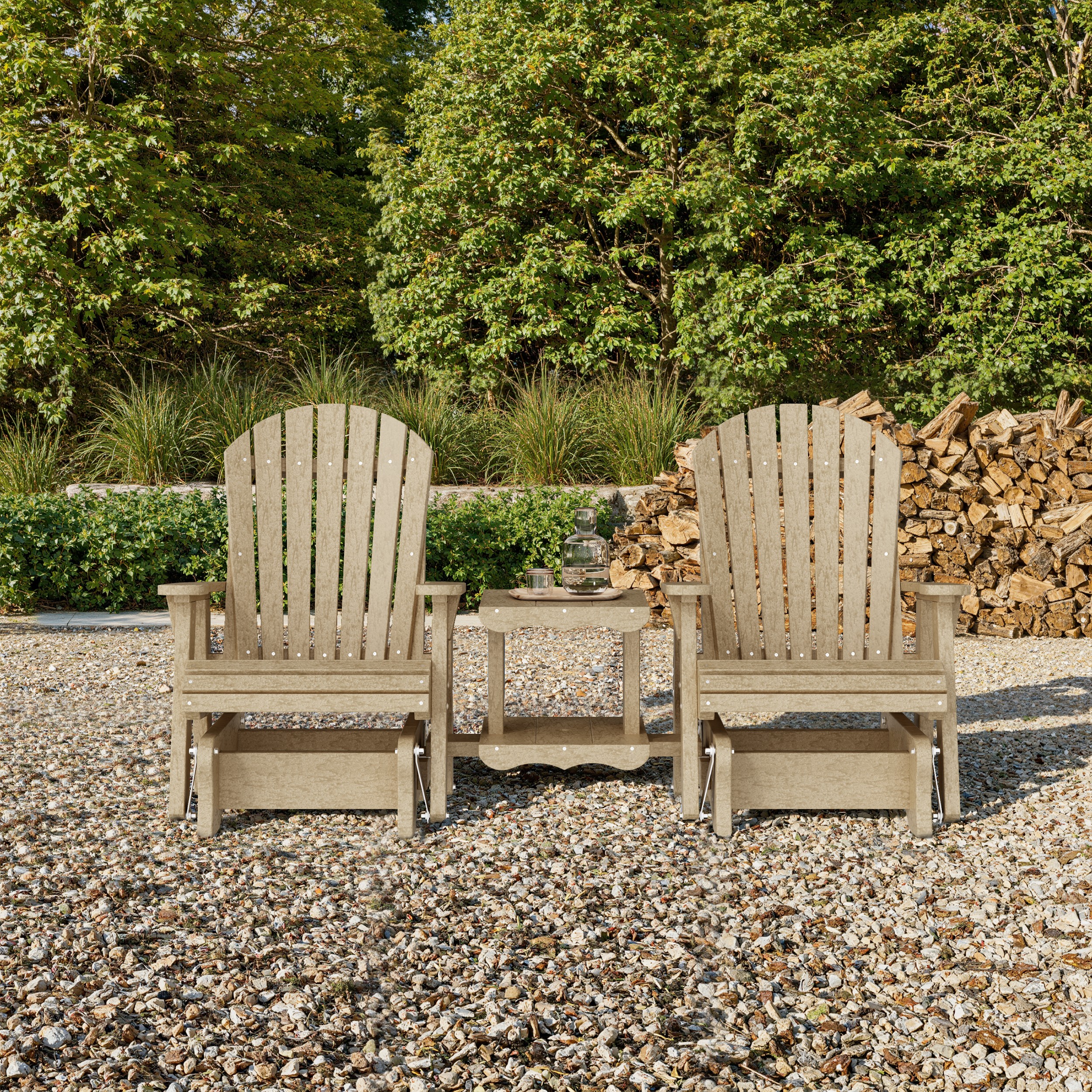 Heritage Adirondack Glider Chair Set with Center Table