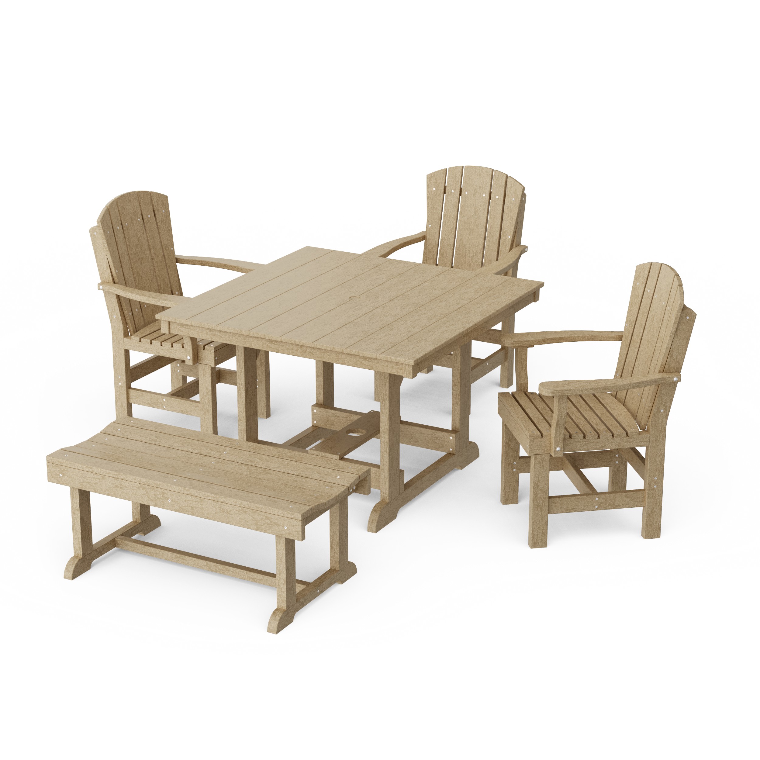 Heritage 5-Piece Square Dining Set with Bench