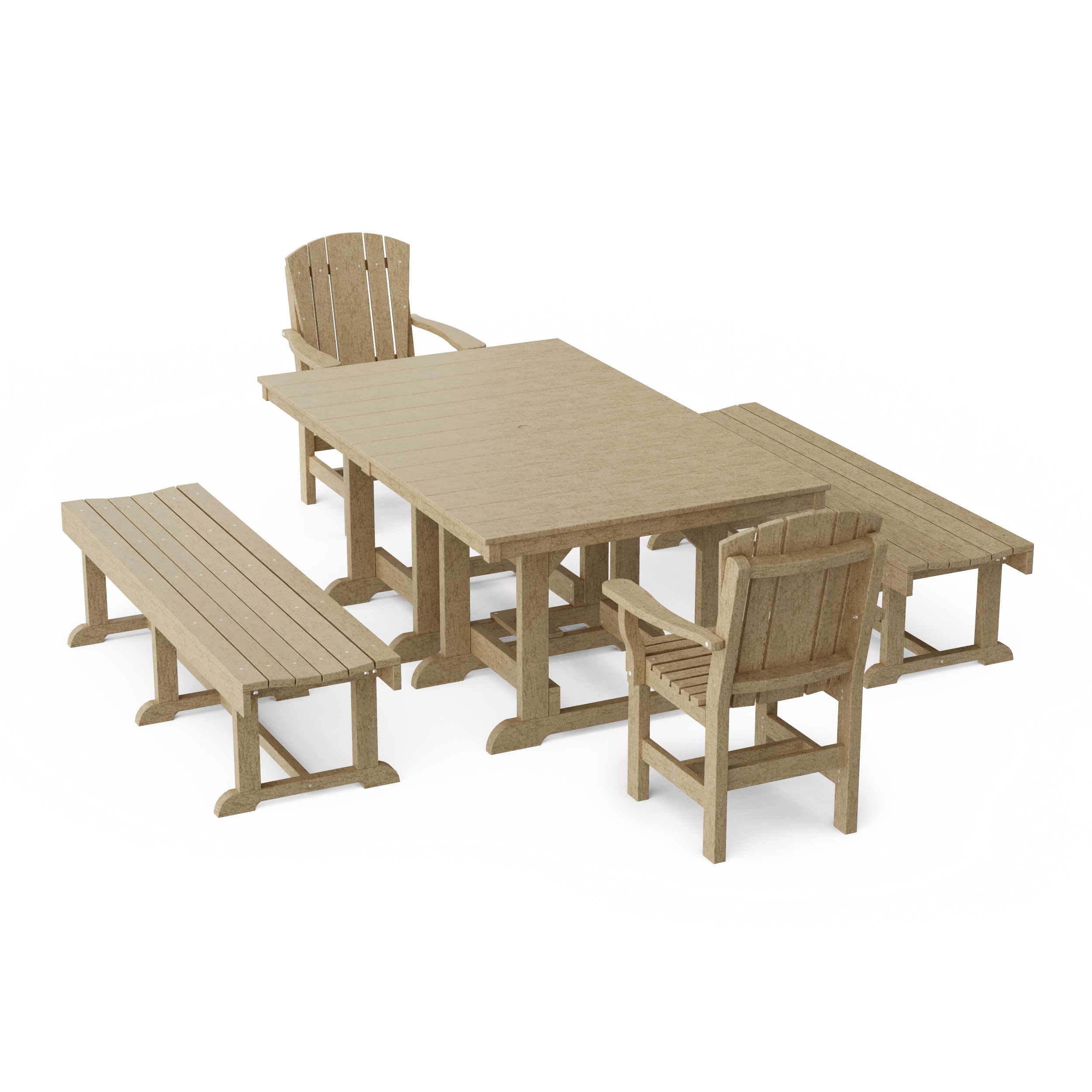 Heritage 5-Piece Rectangular Dining Set with Benches