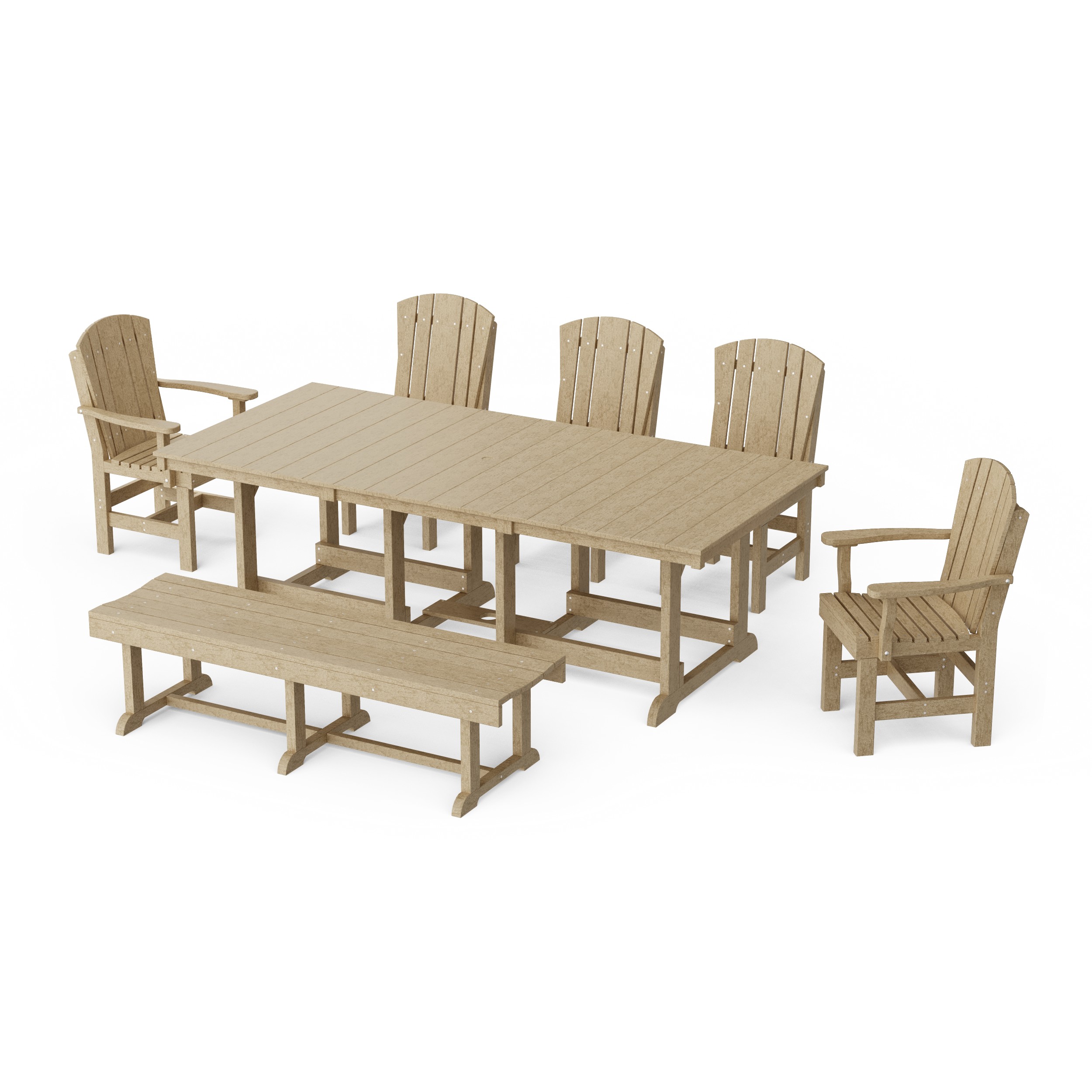 Heritage 7-Piece Rectangular Dining Set with Bench