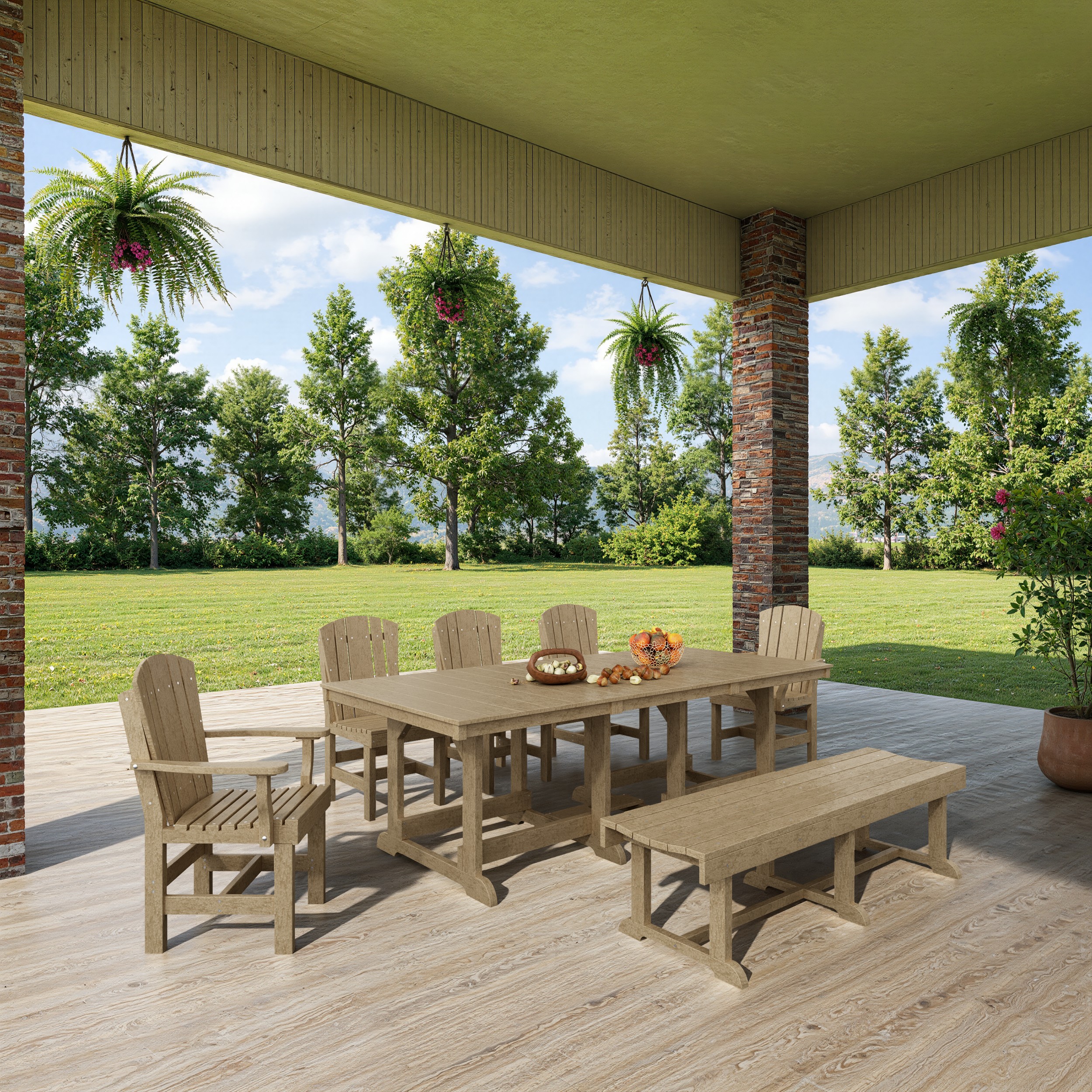 Heritage 7-Piece Rectangular Dining Set with Bench