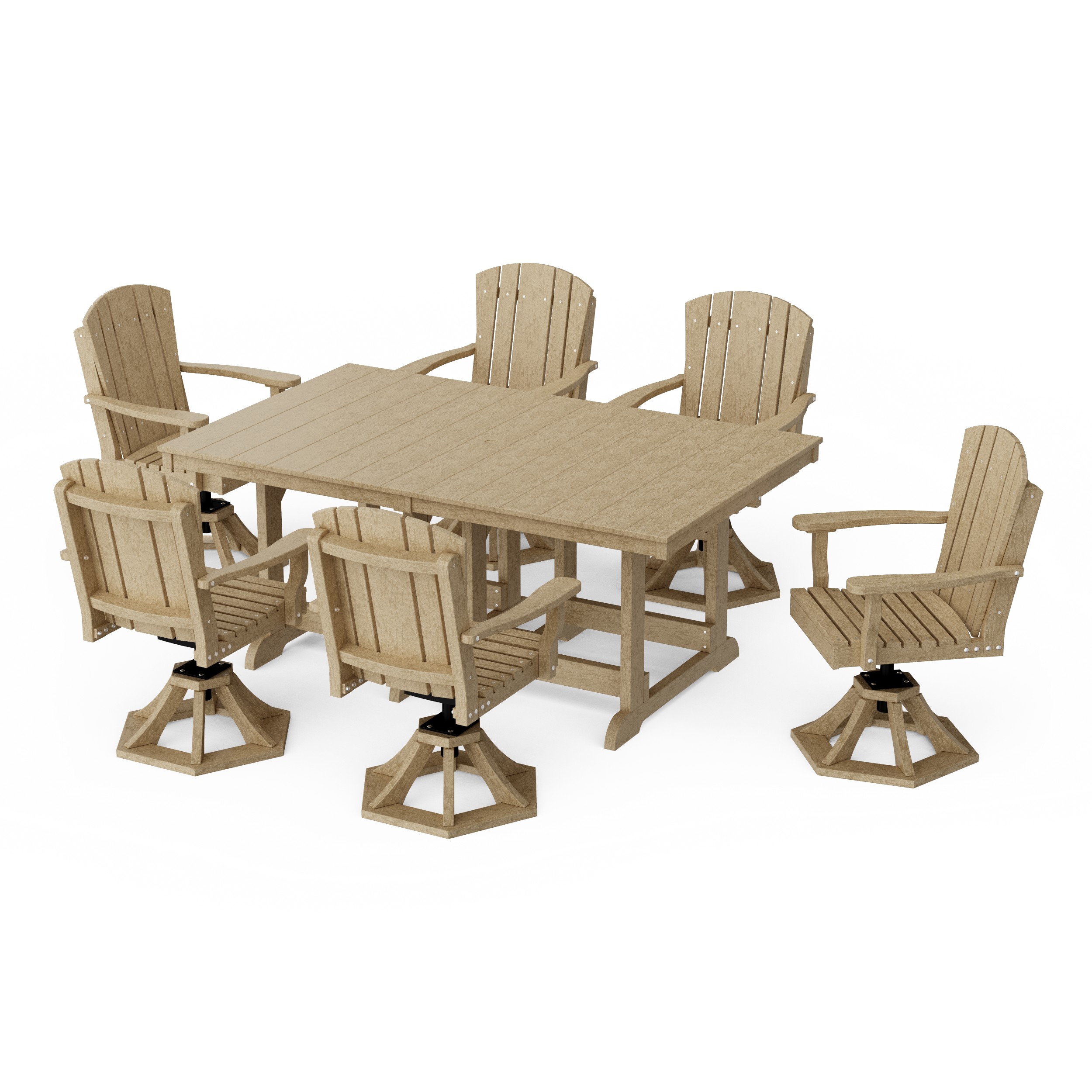 Heritage 7-Piece Swivel Chair Rectangular Dining Set