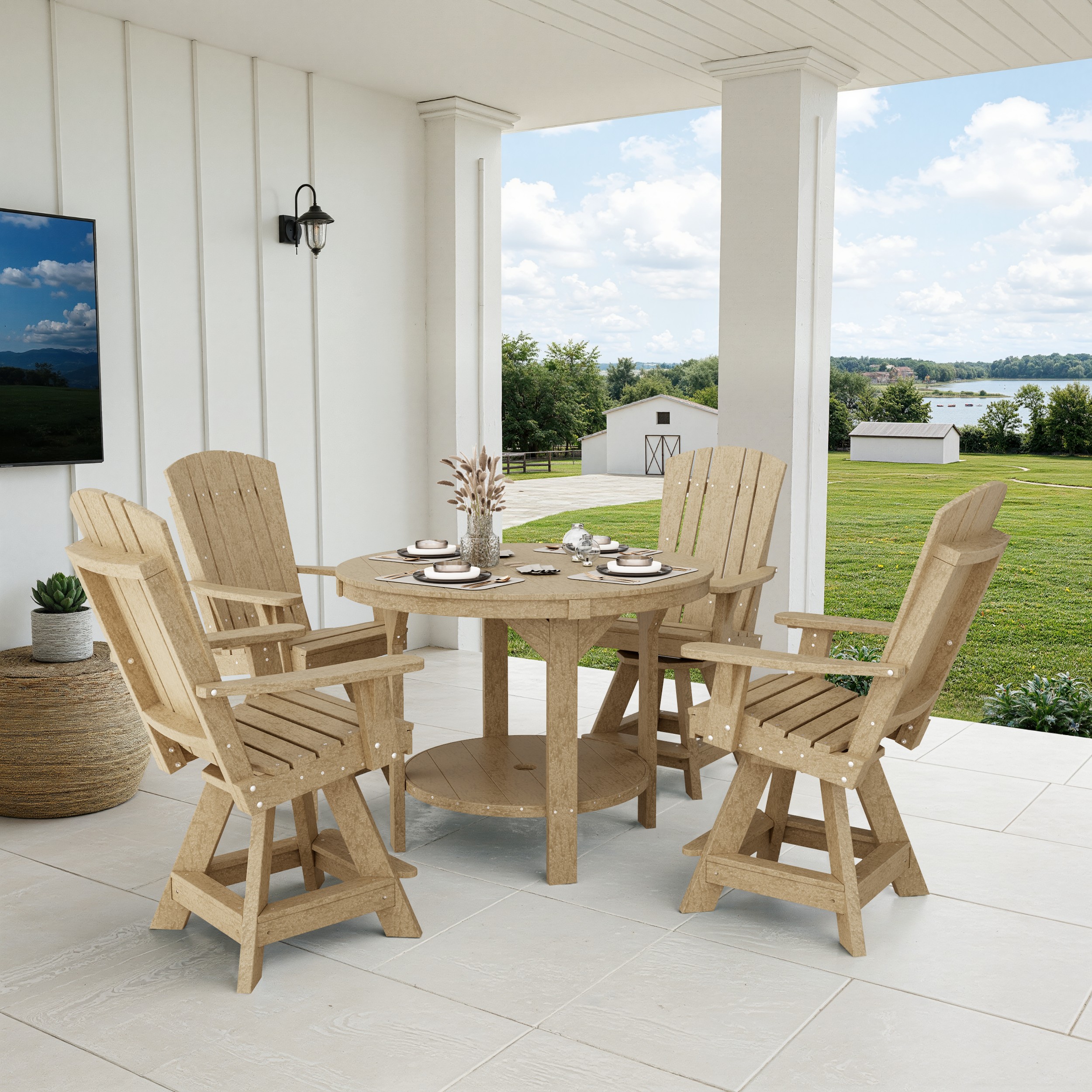 Heritage 5-Piece Round Counter Height Dining Set with Swivel Chairs