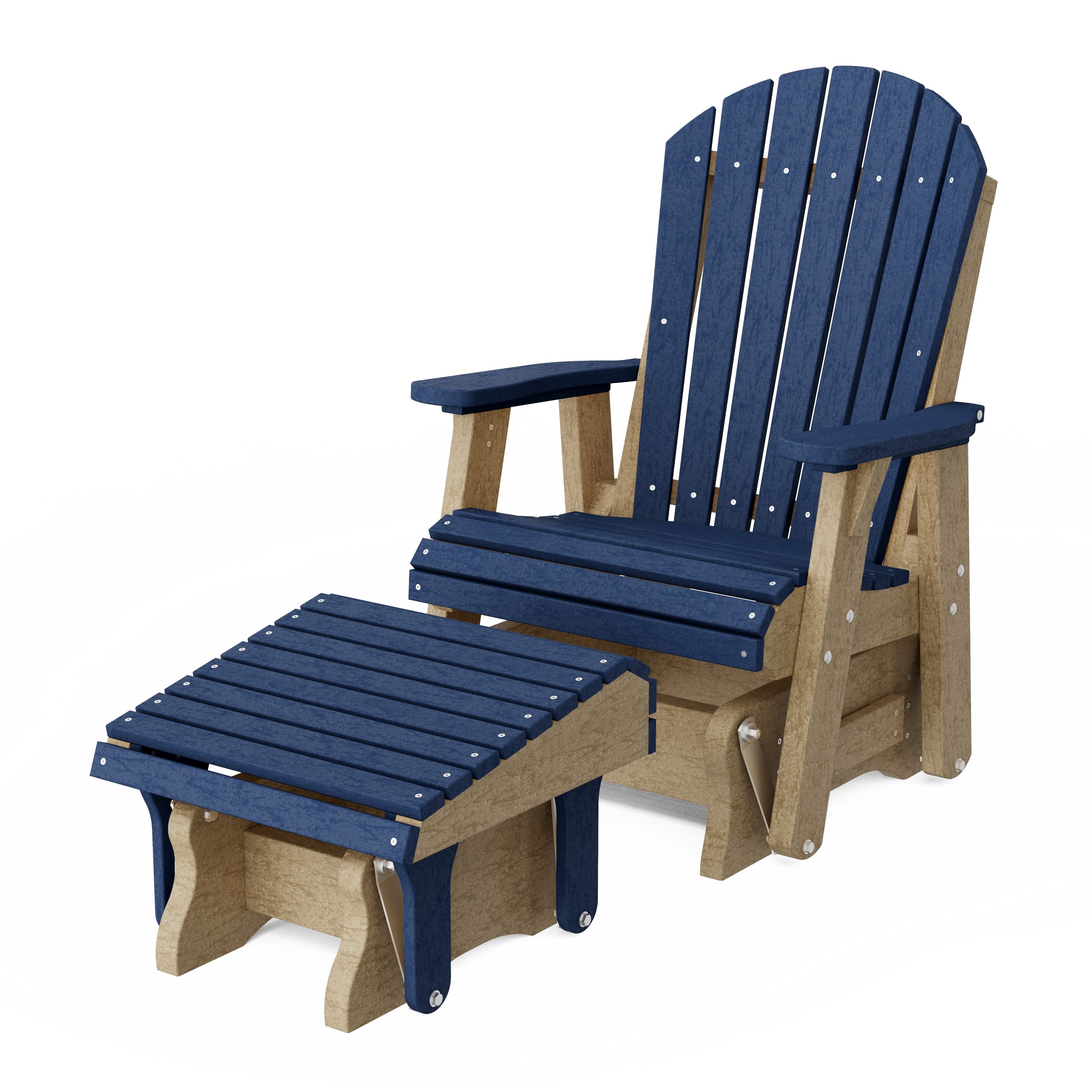 Heritage Adirondack Glider Chair with Ottoman Set