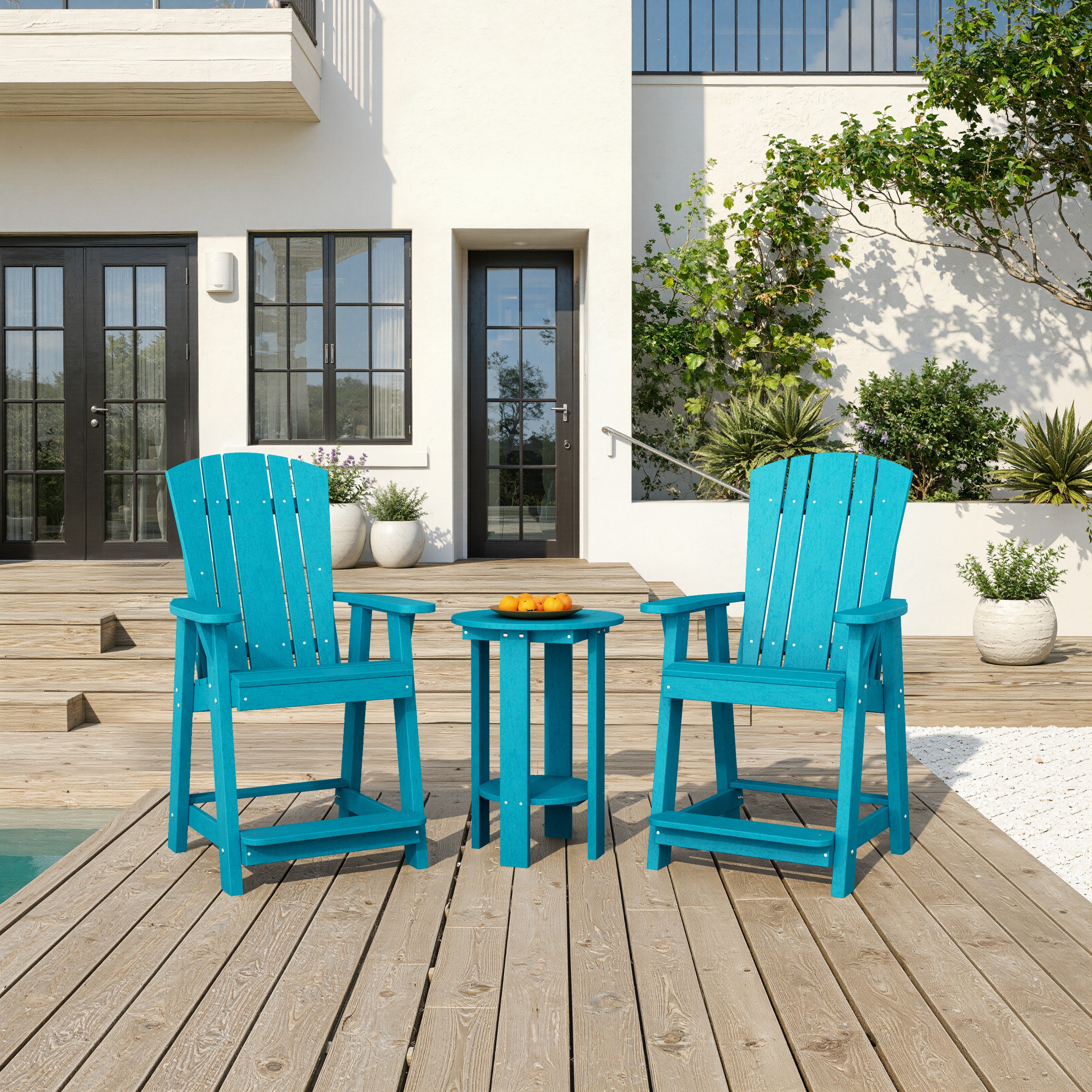Heritage 3-Piece Balcony Counter Chair Set with Side Table