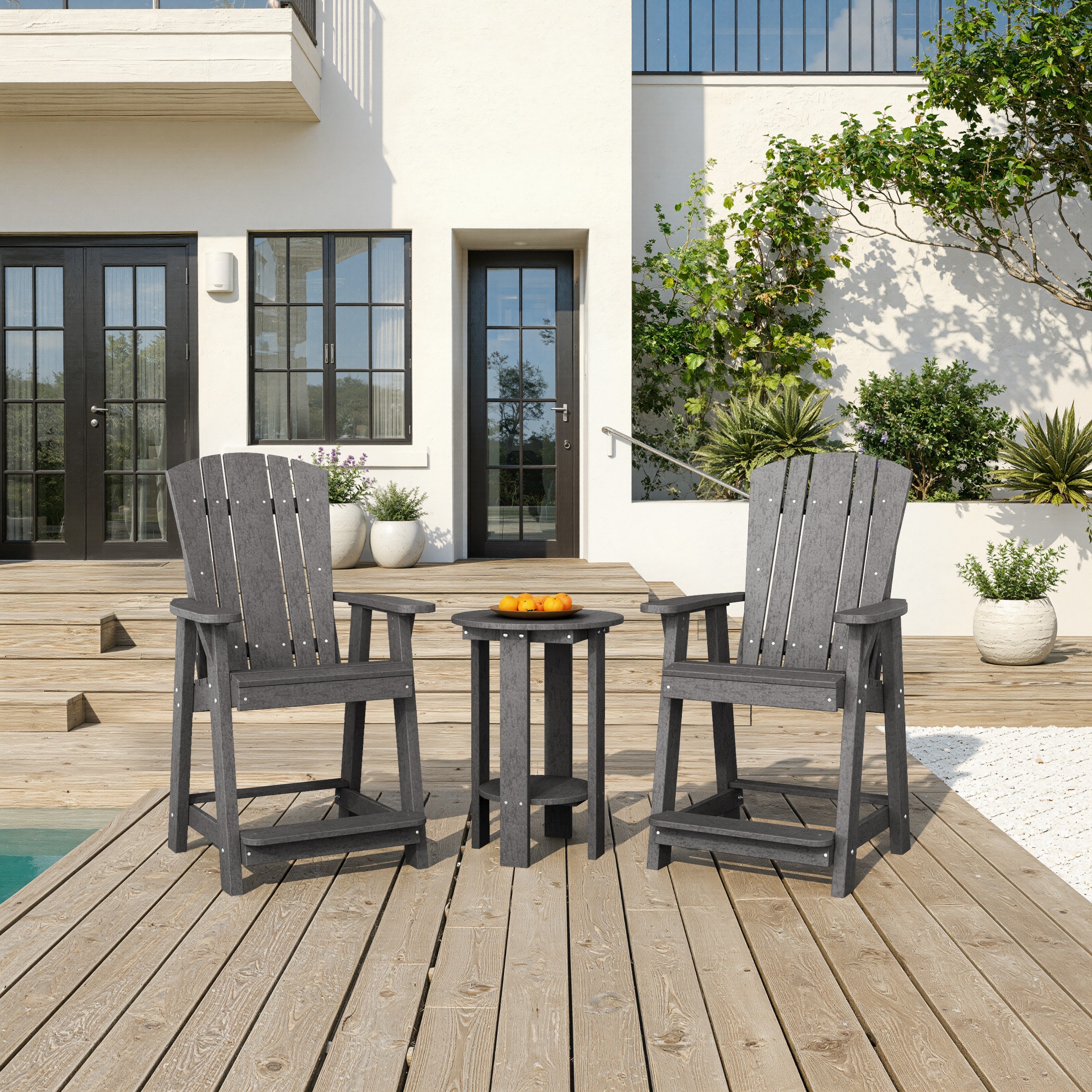 Heritage 3-Piece Balcony Counter Chair Set with Side Table