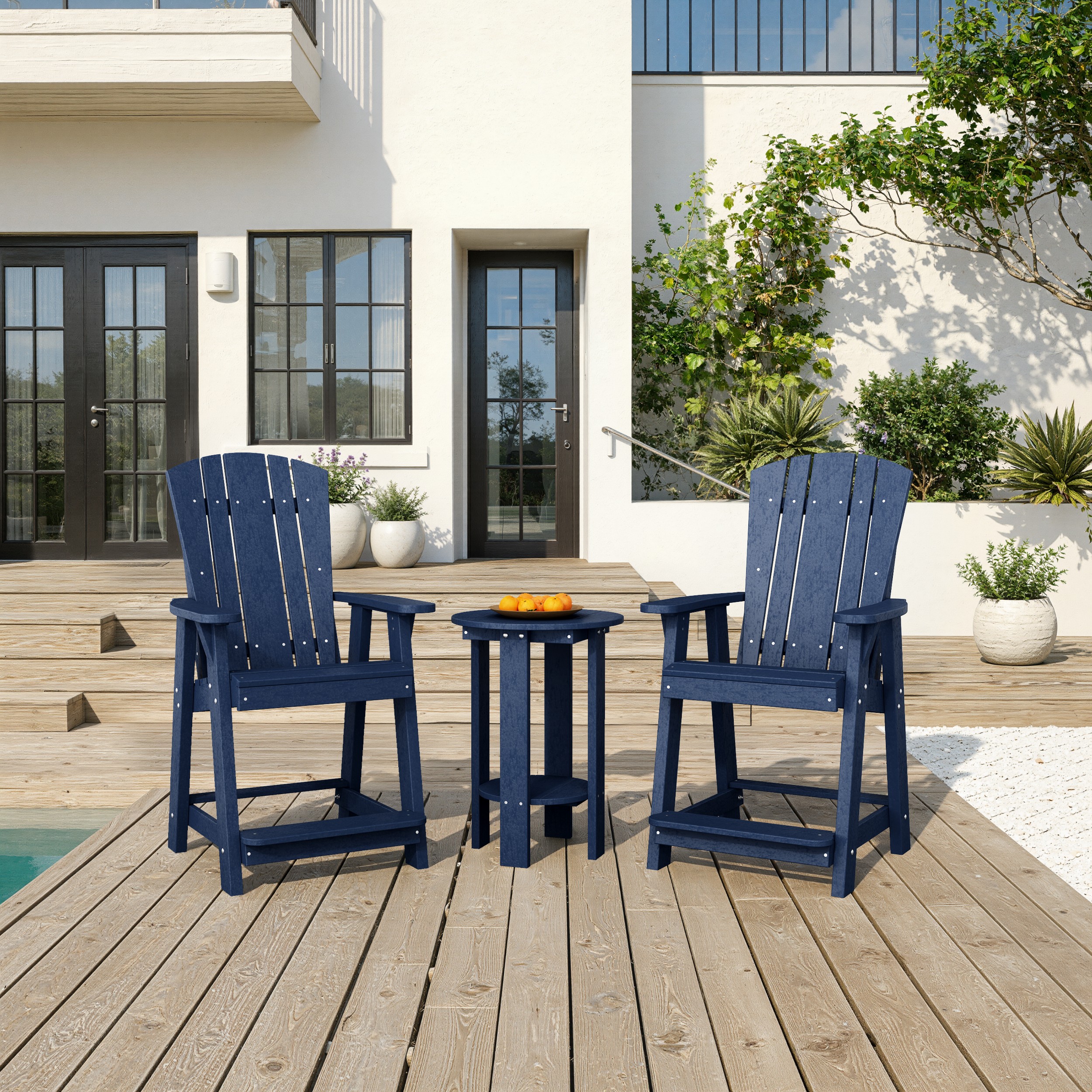 Heritage 3-Piece Balcony Counter Chair Set with Side Table