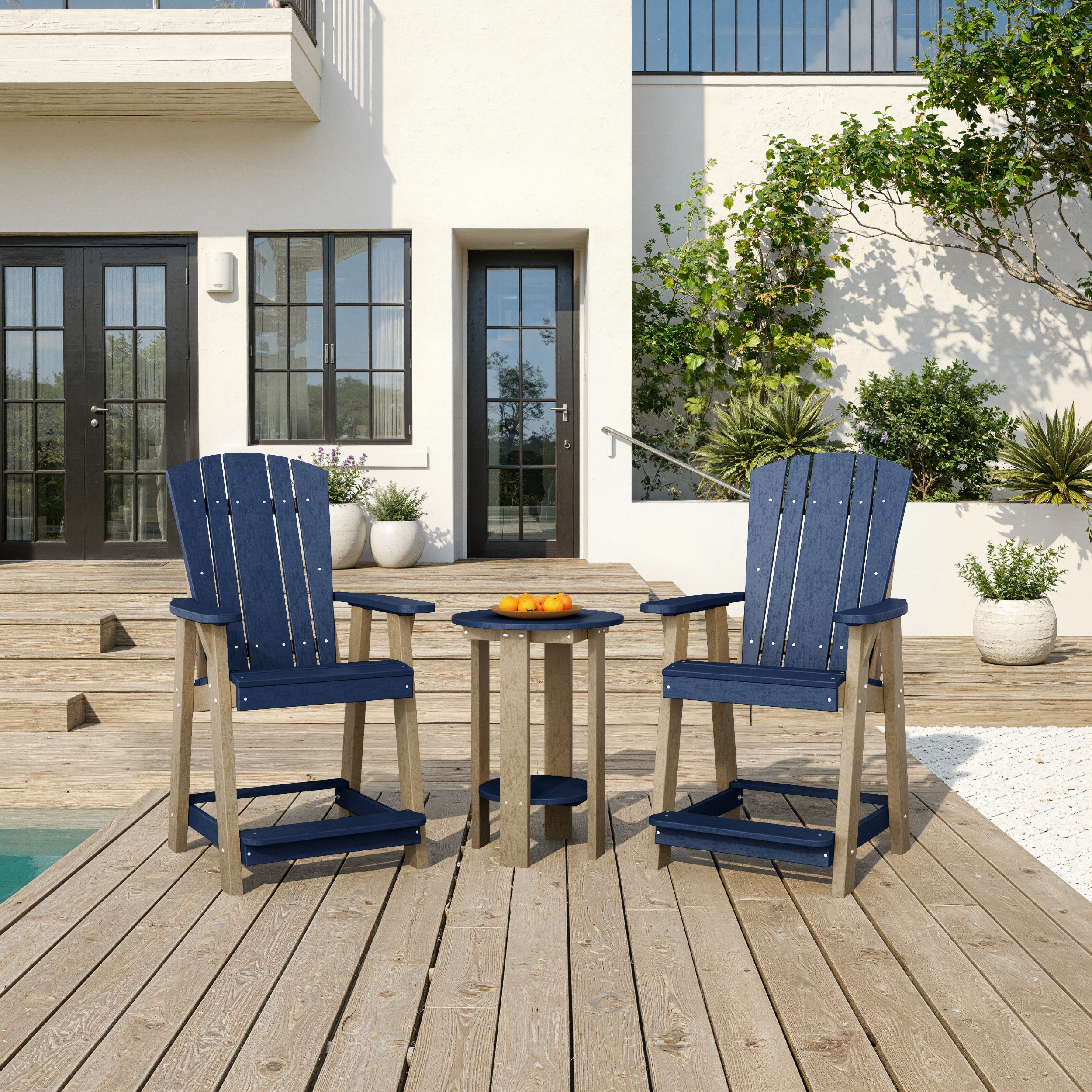 Heritage 3-Piece Balcony Counter Chair Set with Side Table