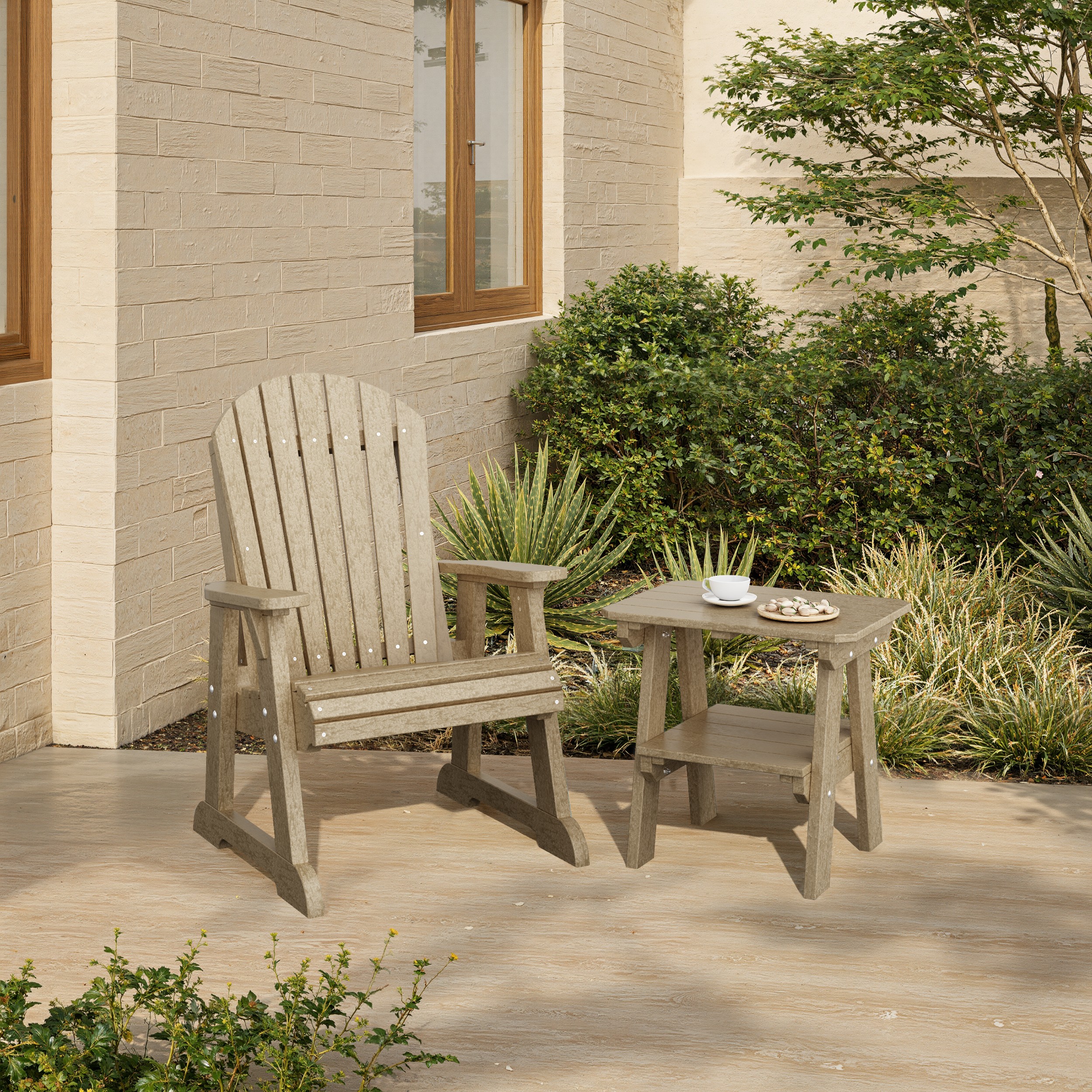 Heritage Casual Porch Adirondack Chair with Side Table