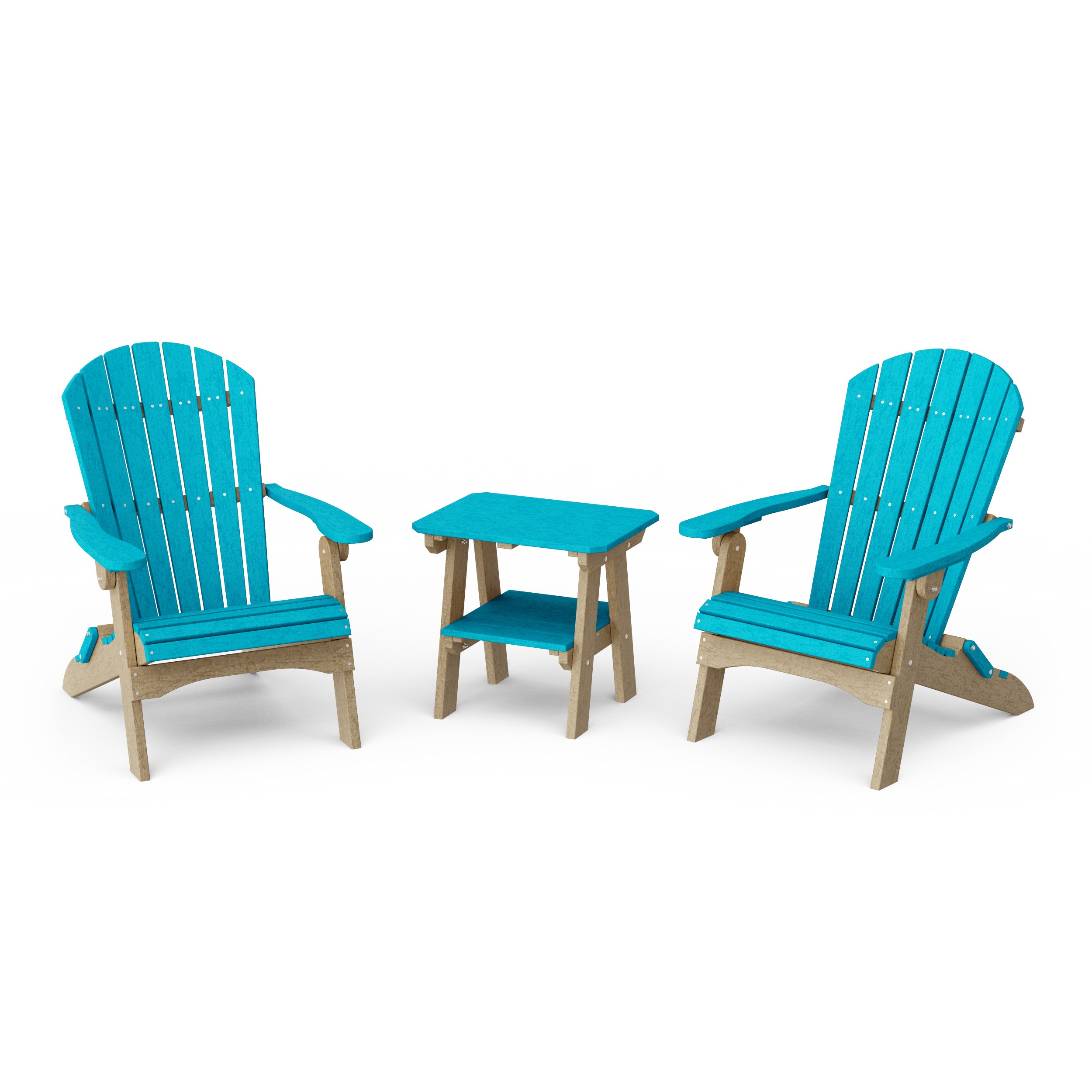 Heritage 3-Piece Folding Adirondack Set with 22" Side Table