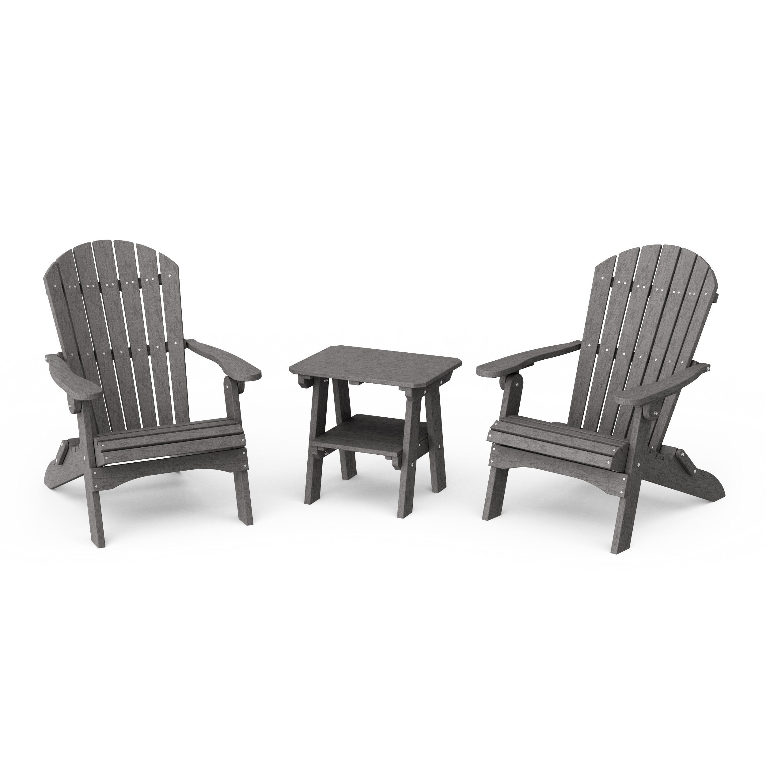 Heritage 3-Piece Folding Adirondack Set with 22" Side Table