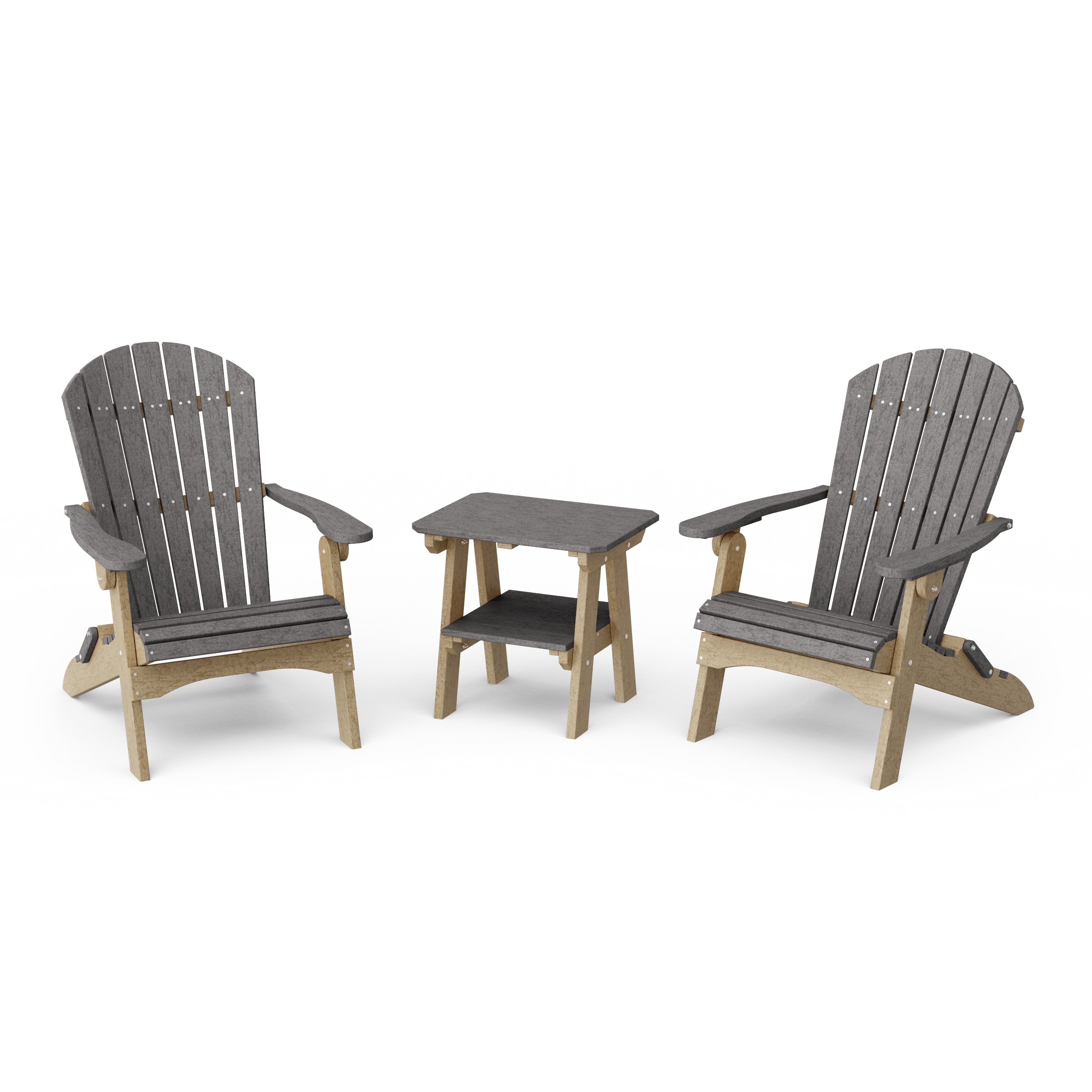 Heritage 3-Piece Folding Adirondack Set with 22" Side Table