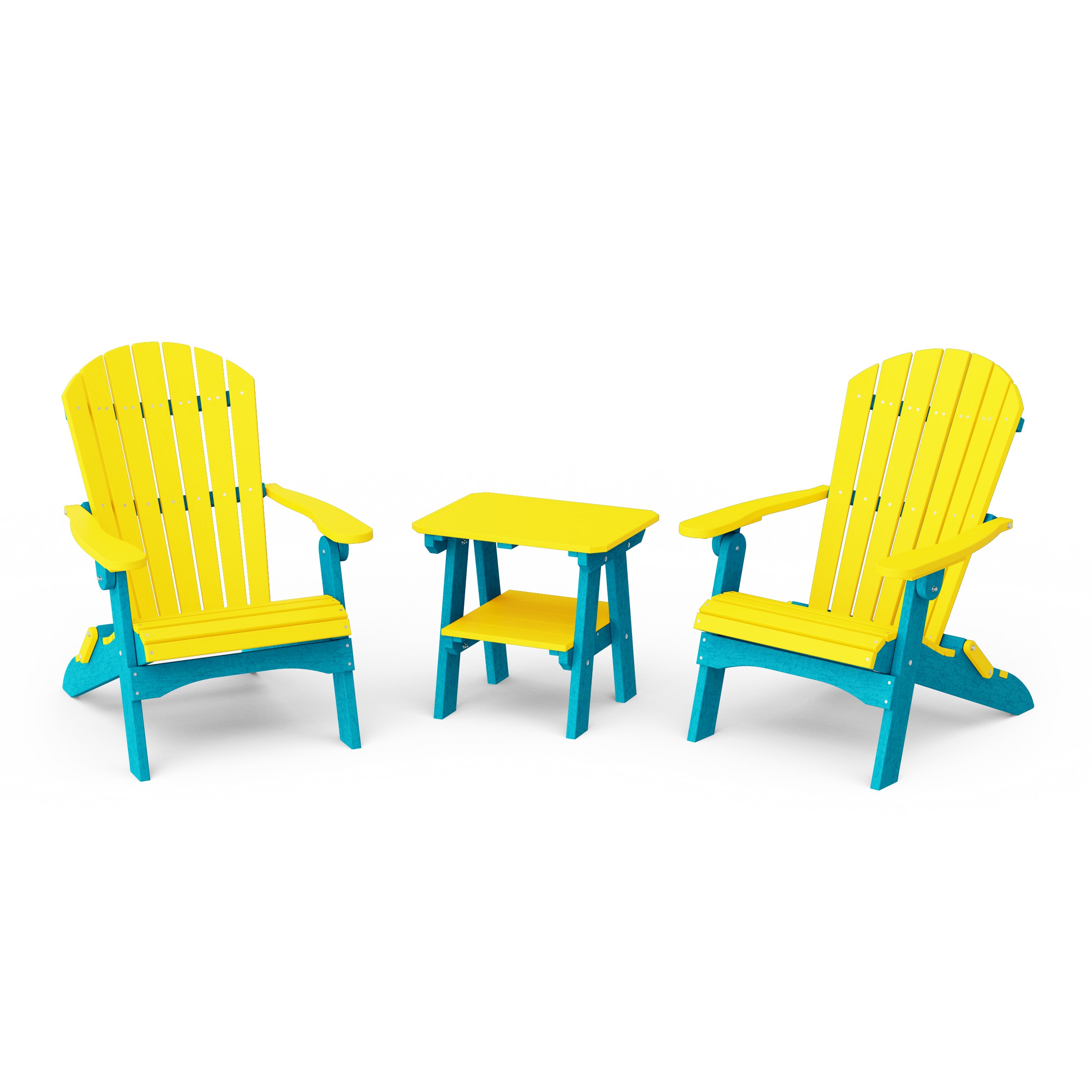 Heritage 3-Piece Folding Adirondack Set with 22" Side Table