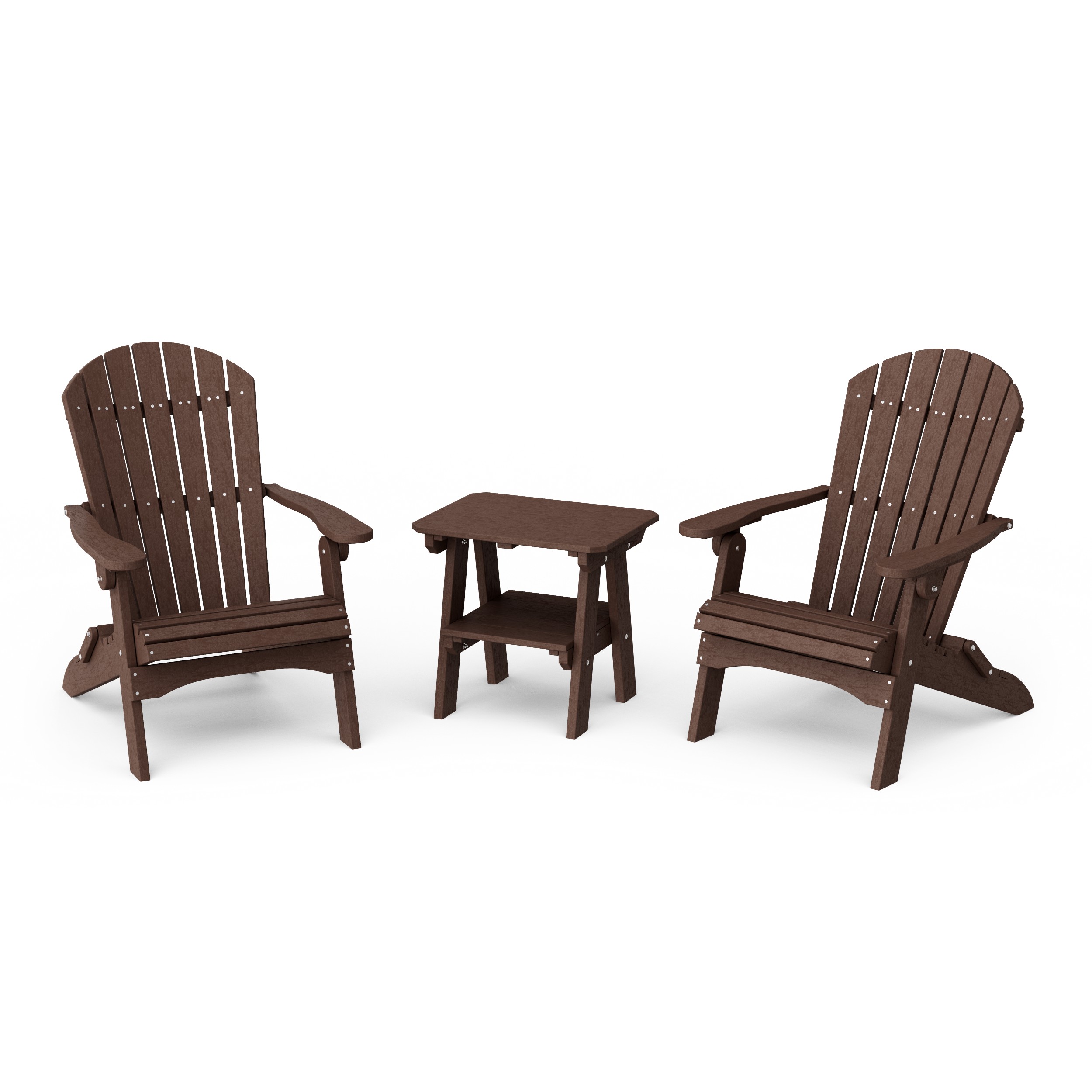 Heritage 3-Piece Folding Adirondack Set with 22" Side Table