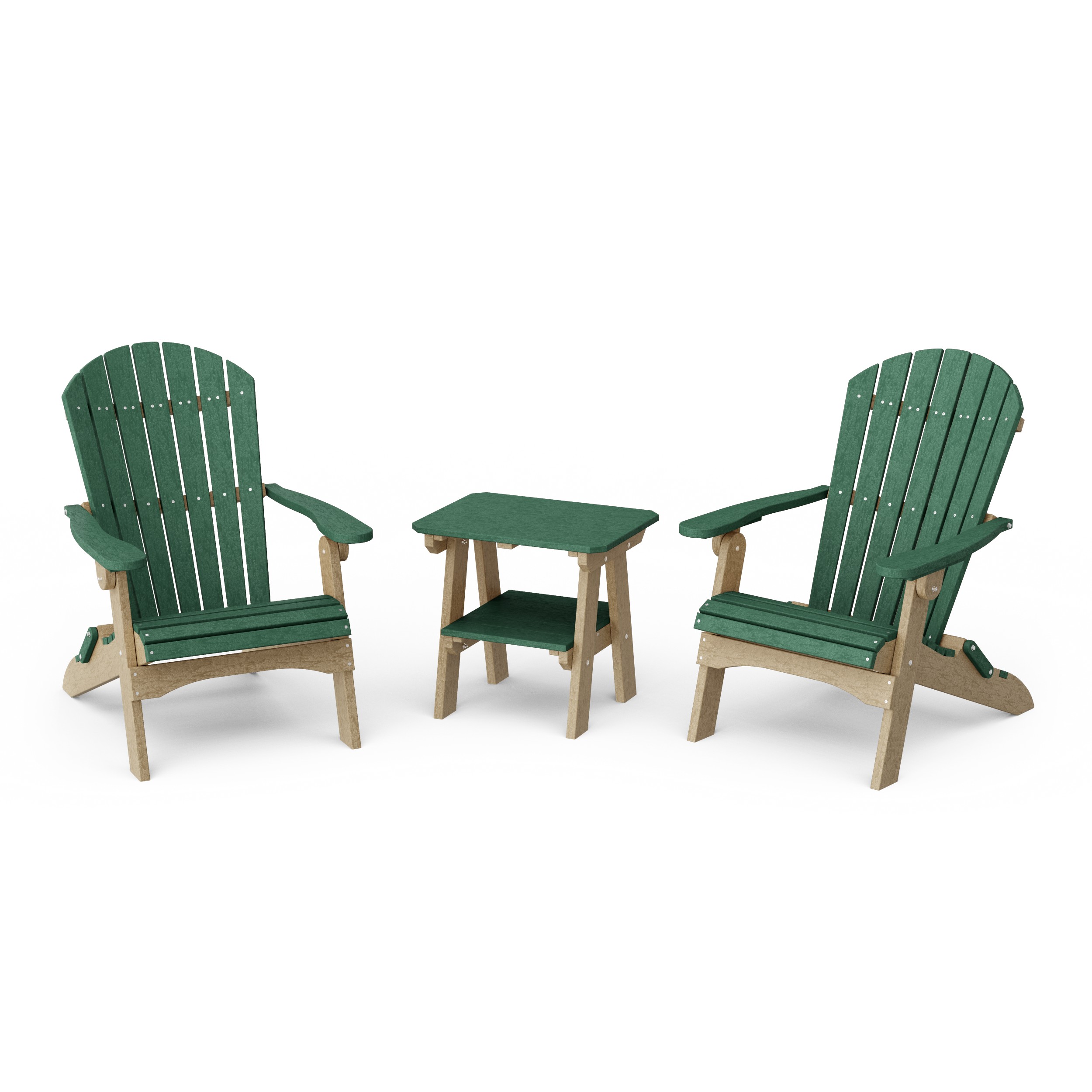 Heritage 3-Piece Folding Adirondack Set with 22" Side Table