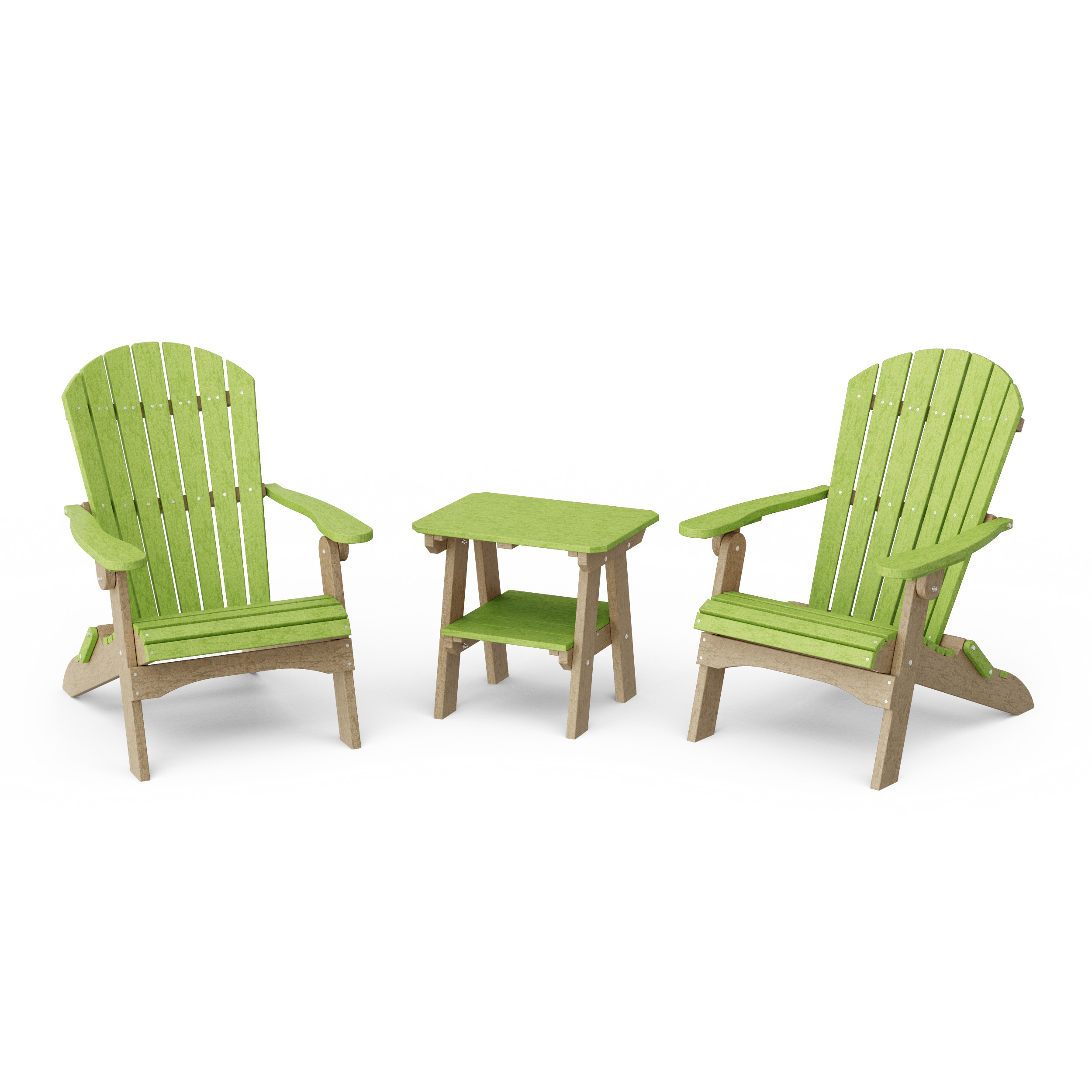 Heritage 3-Piece Folding Adirondack Set with 22" Side Table