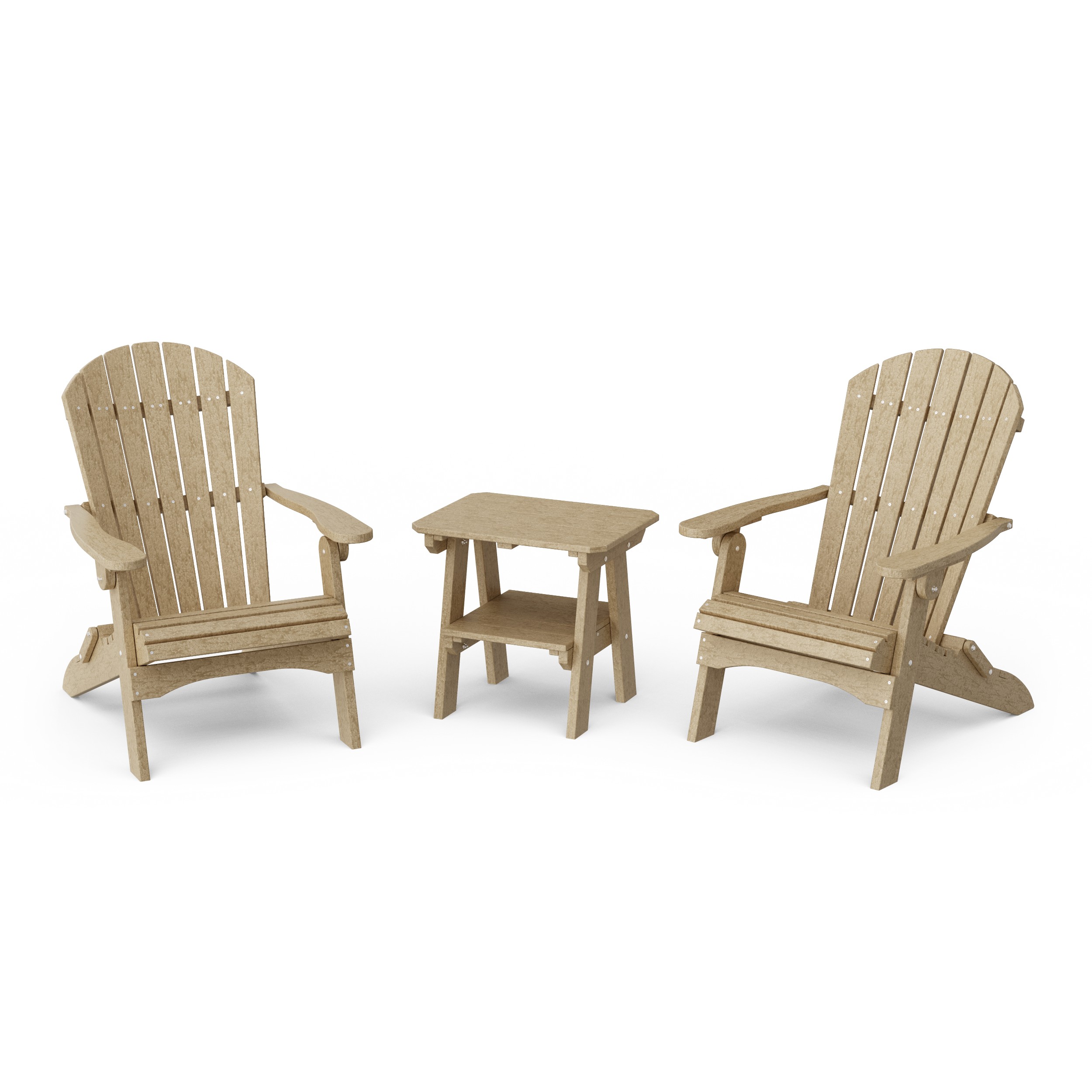 Heritage 3-Piece Folding Adirondack Set with 22" Side Table
