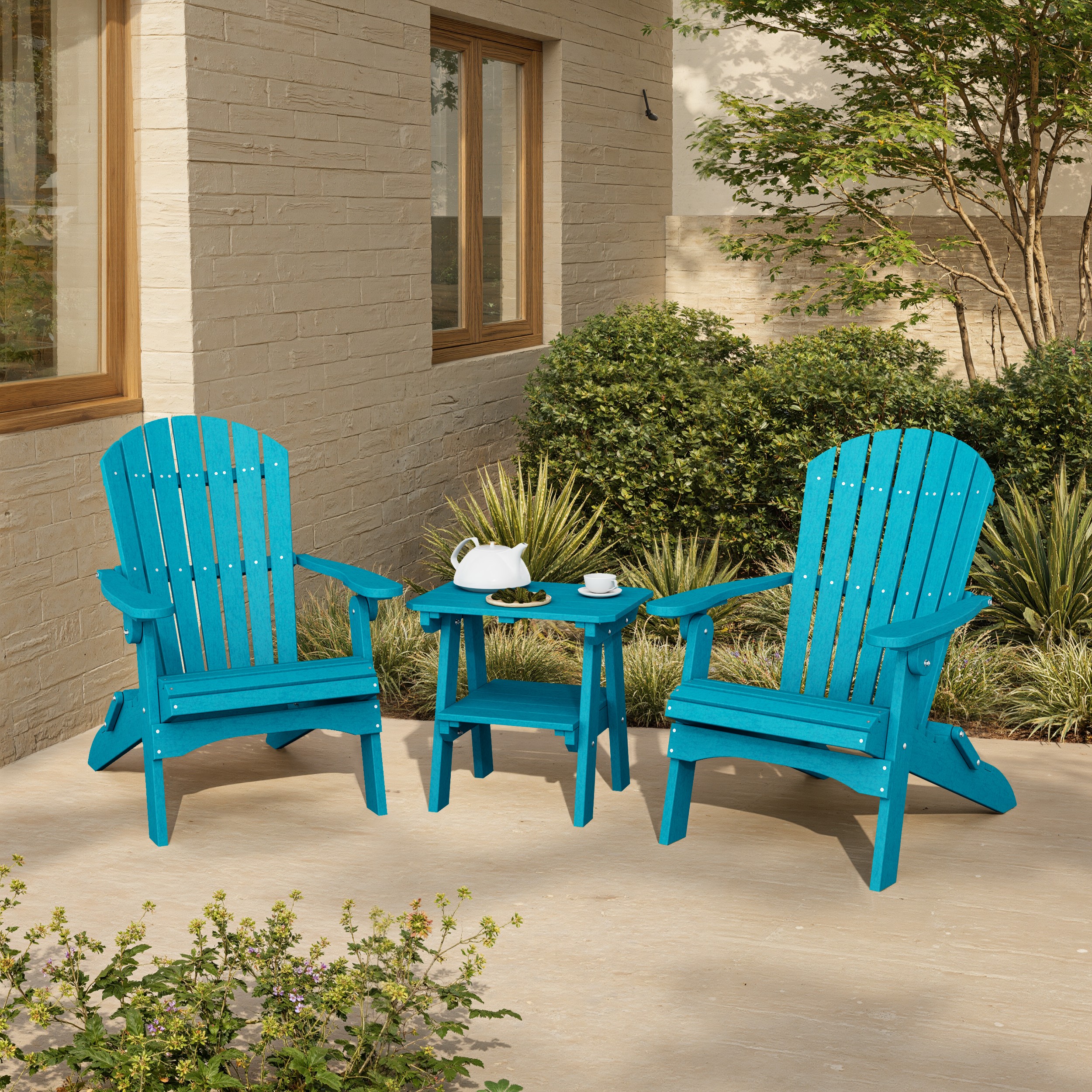 Heritage 3-Piece Folding Adirondack Set with 22" Side Table