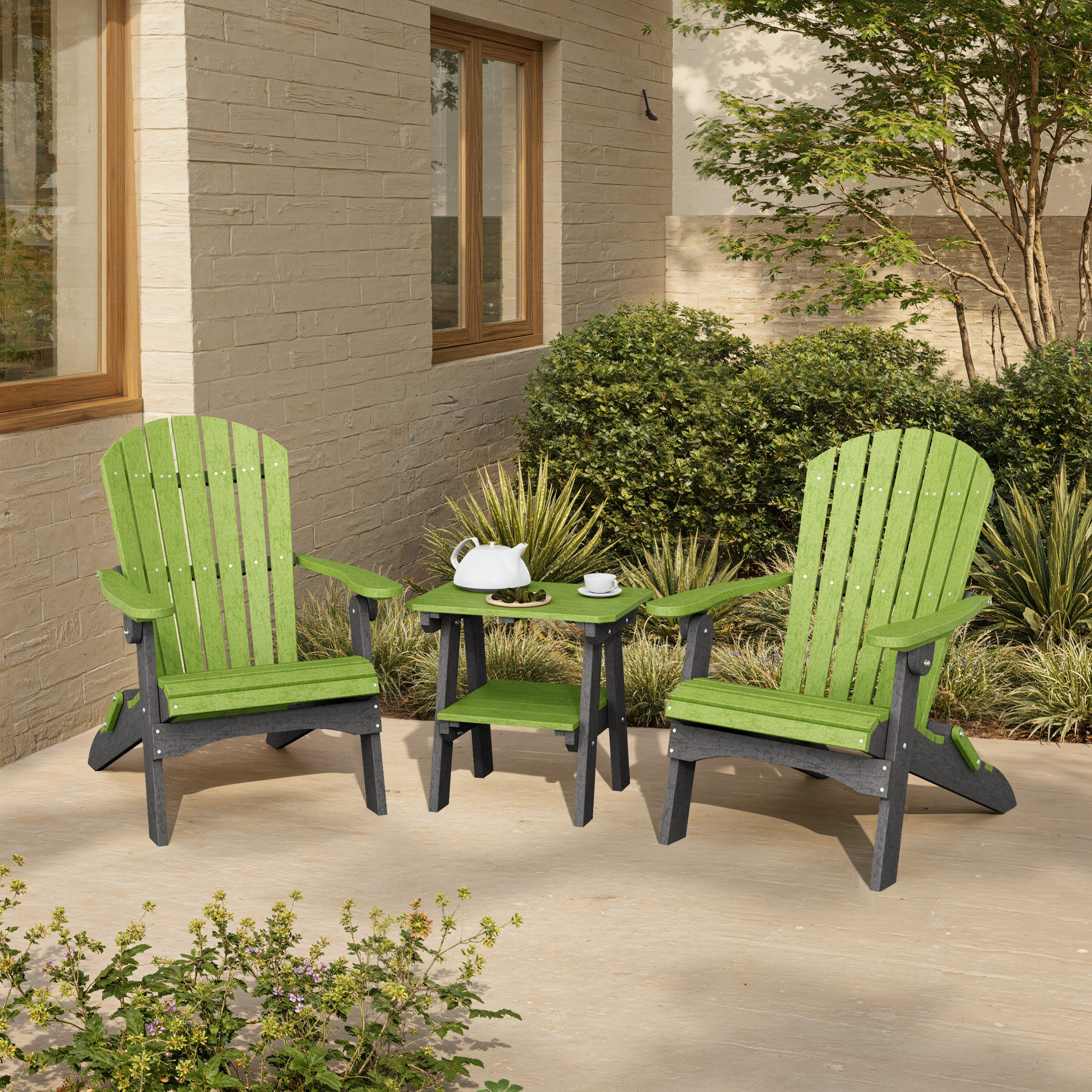 Heritage 3-Piece Folding Adirondack Set with 22" Side Table