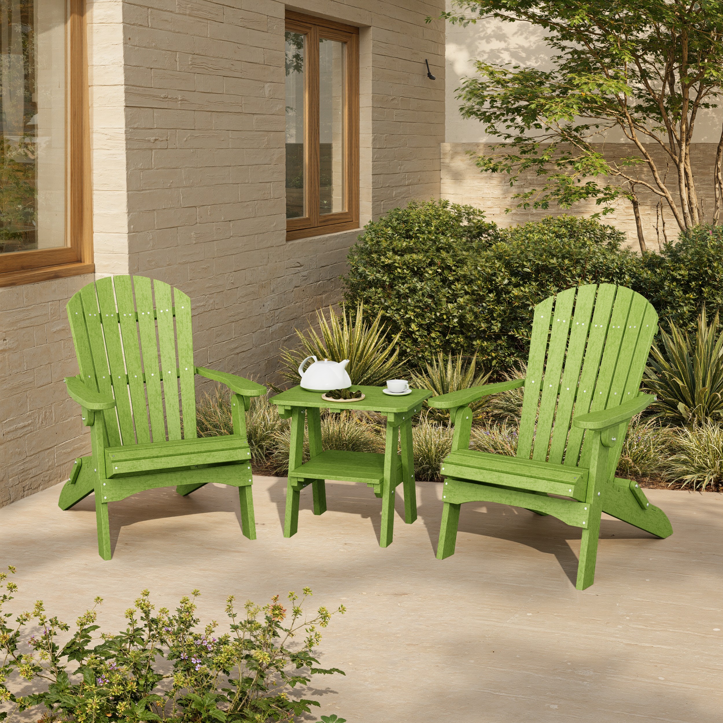 Heritage 3-Piece Folding Adirondack Set with 22" Side Table