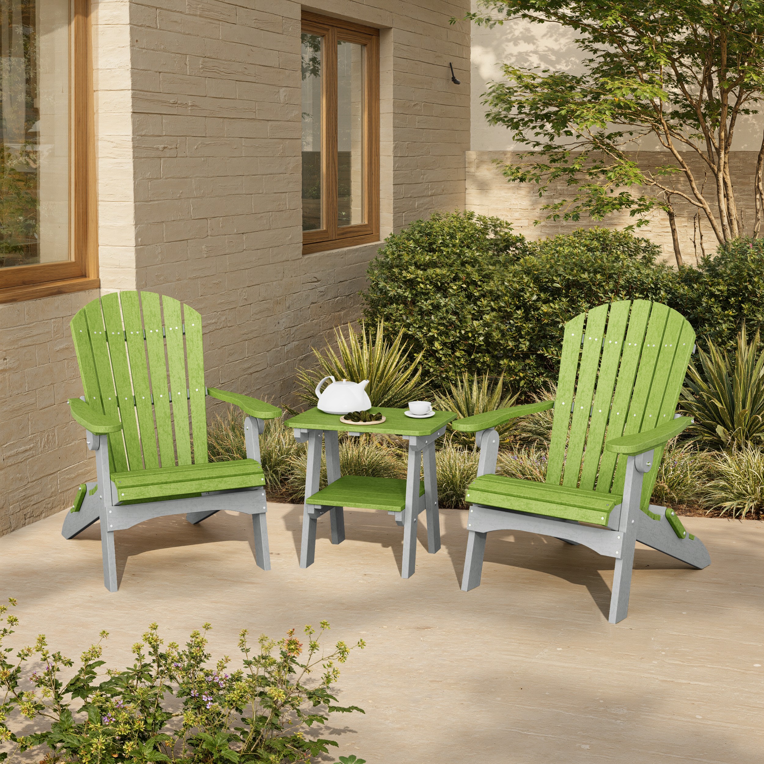 Heritage 3-Piece Folding Adirondack Set with 22" Side Table