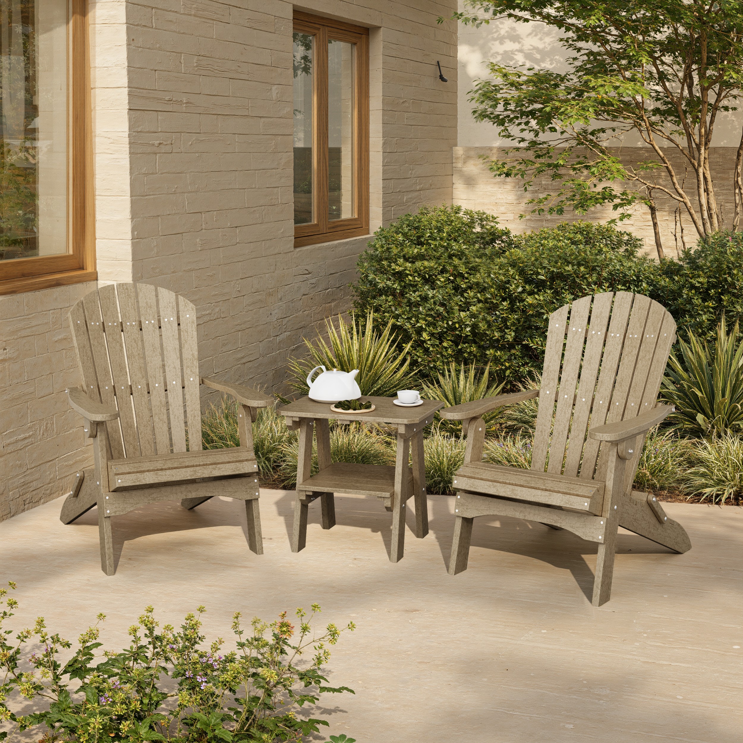 Heritage 3-Piece Folding Adirondack Set with 22" Side Table