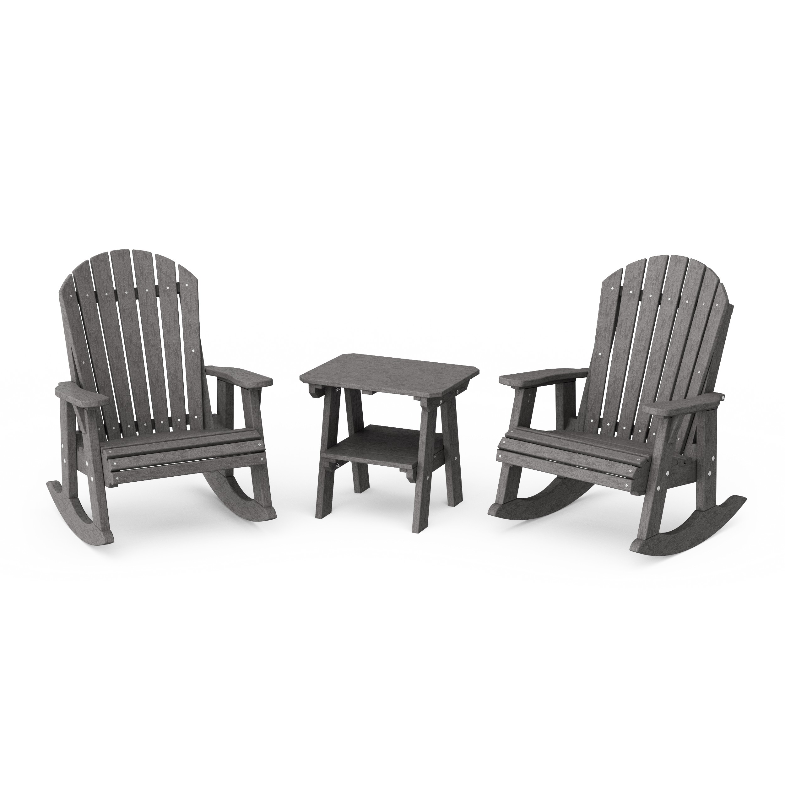 Heritage 3-Piece Adirondack Rocking Chair Set with Side Table