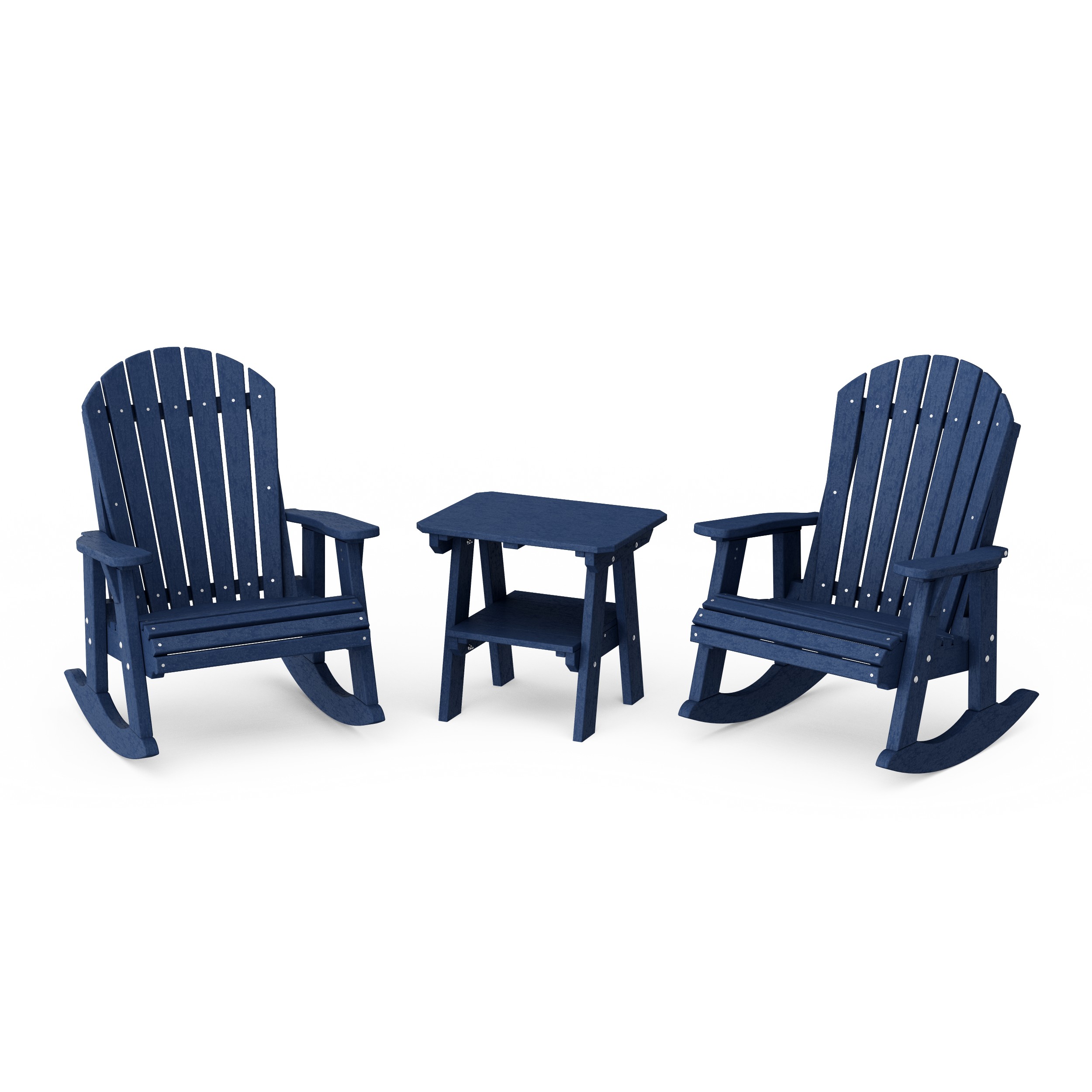 Heritage 3-Piece Adirondack Rocking Chair Set with Side Table