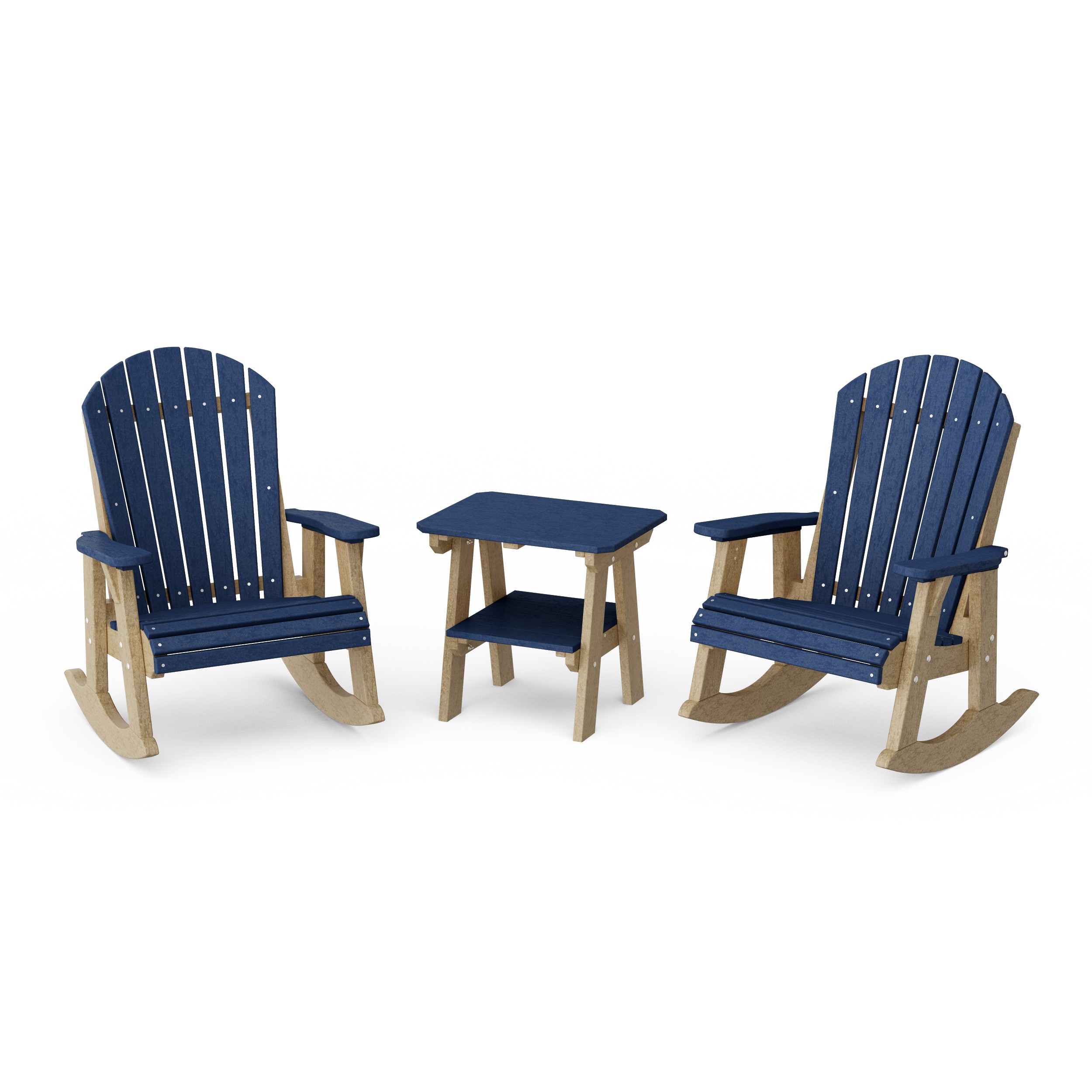 Heritage 3-Piece Adirondack Rocking Chair Set with Side Table