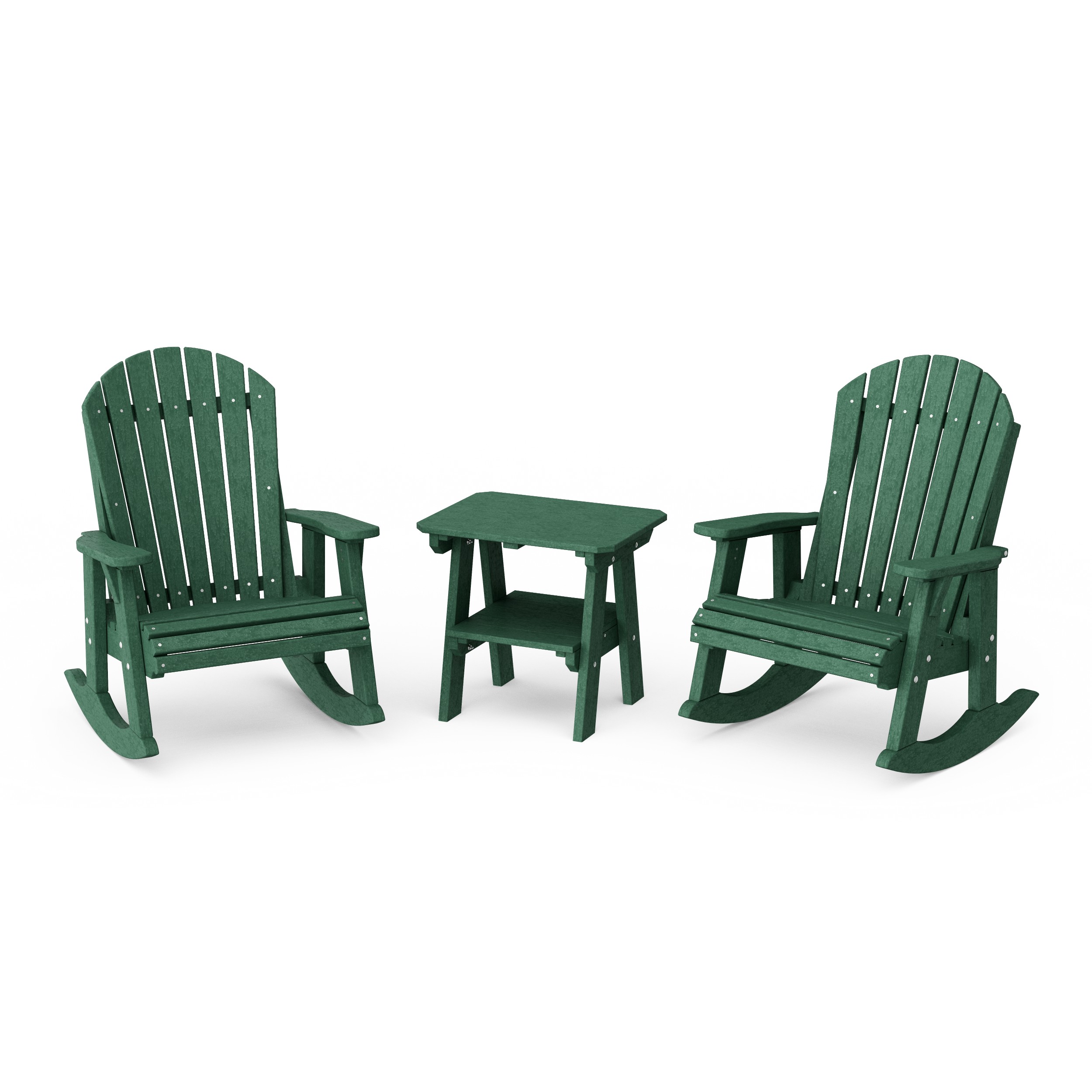 Heritage 3-Piece Adirondack Rocking Chair Set with Side Table