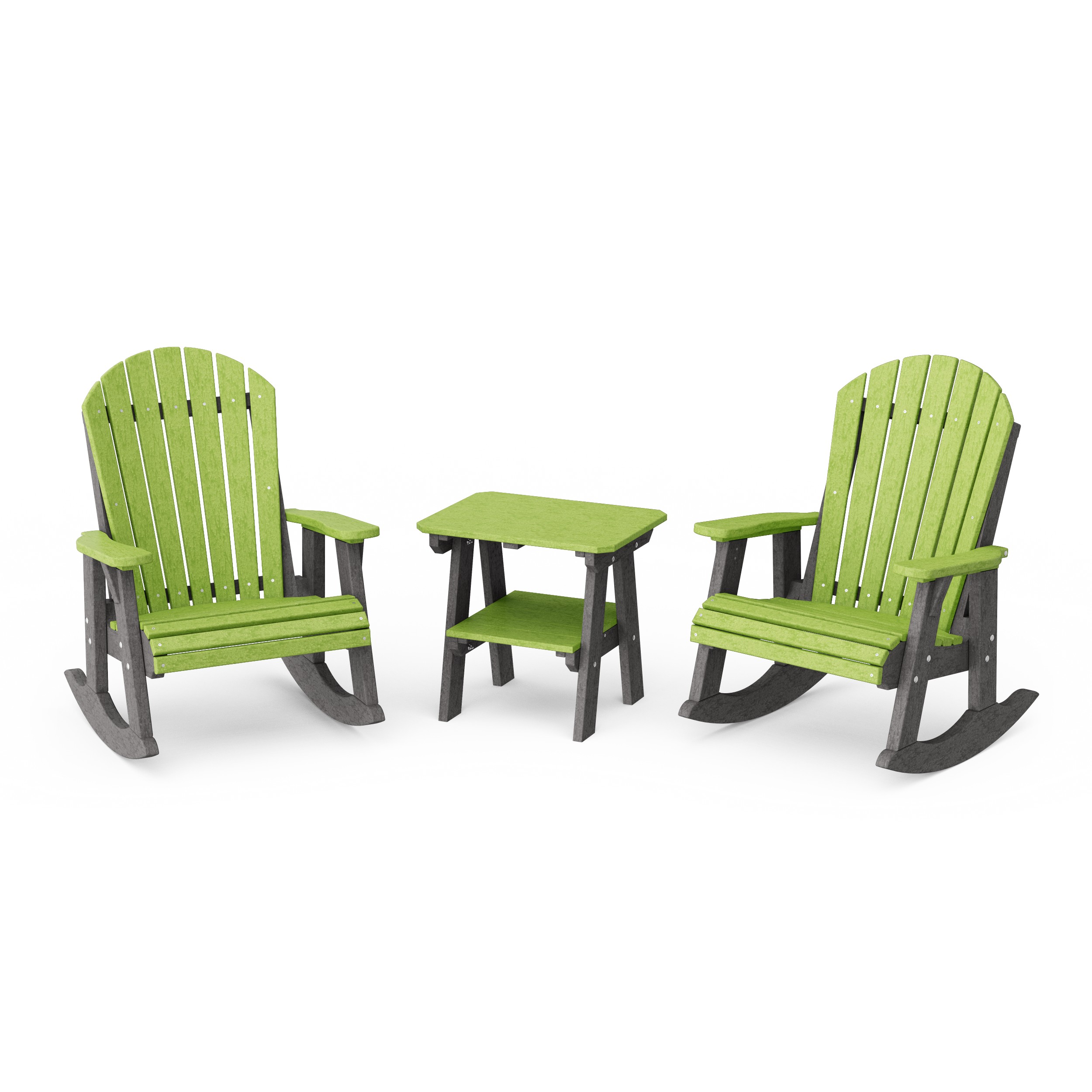 Heritage 3-Piece Adirondack Rocking Chair Set with Side Table