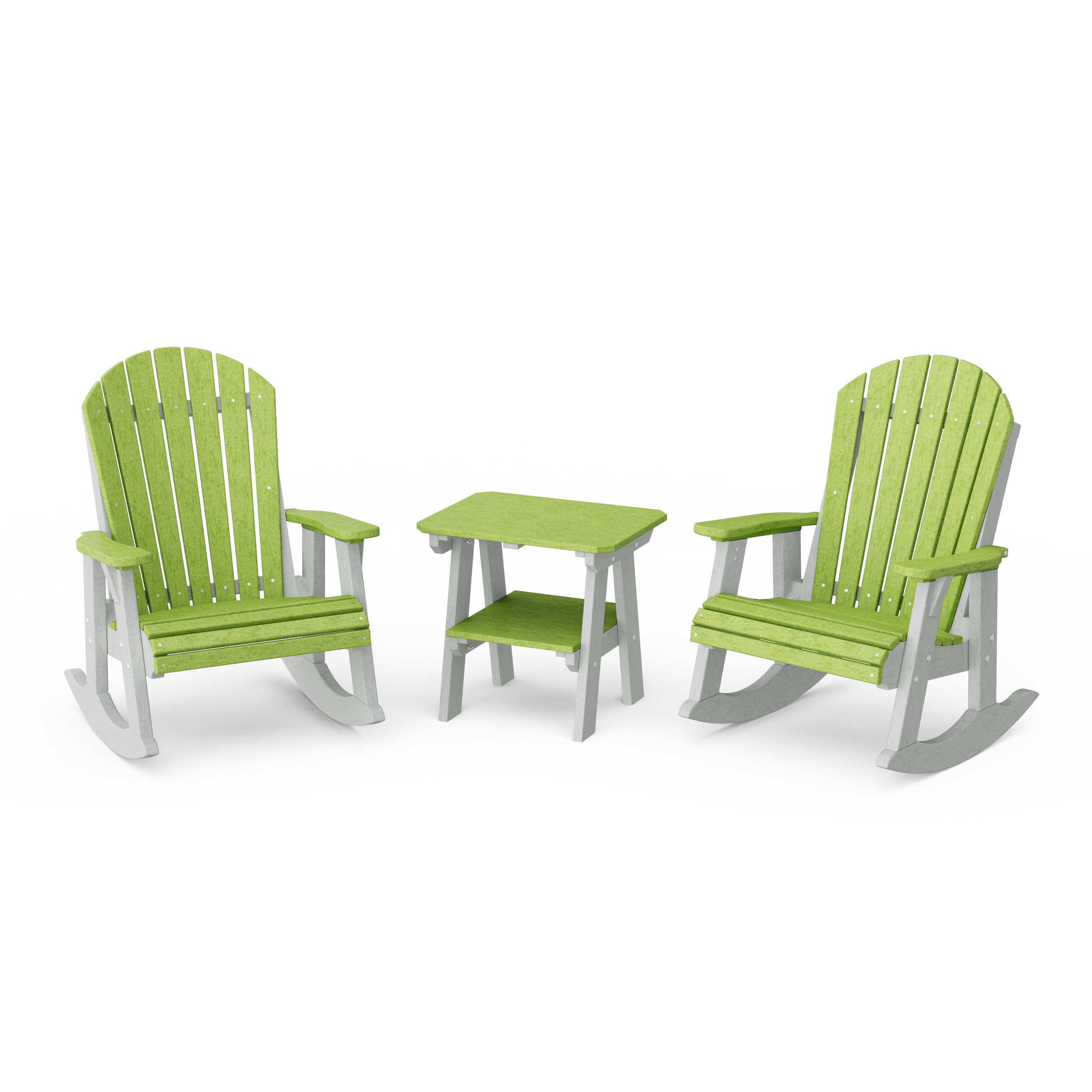 Heritage 3-Piece Adirondack Rocking Chair Set with Side Table