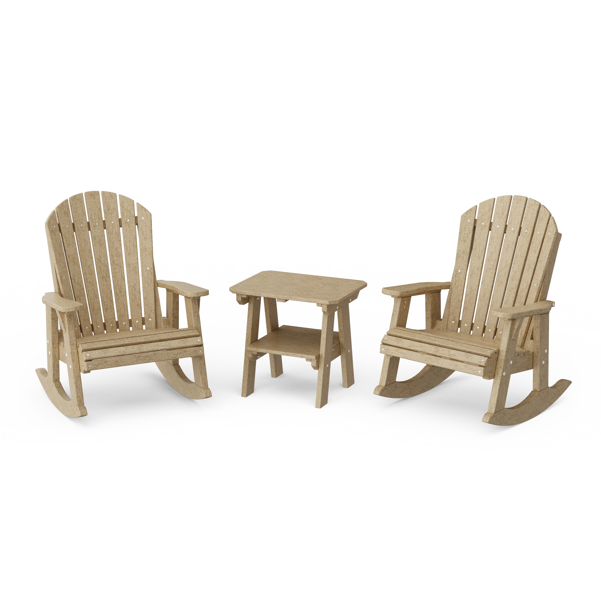 Heritage 3-Piece Adirondack Rocking Chair Set with Side Table