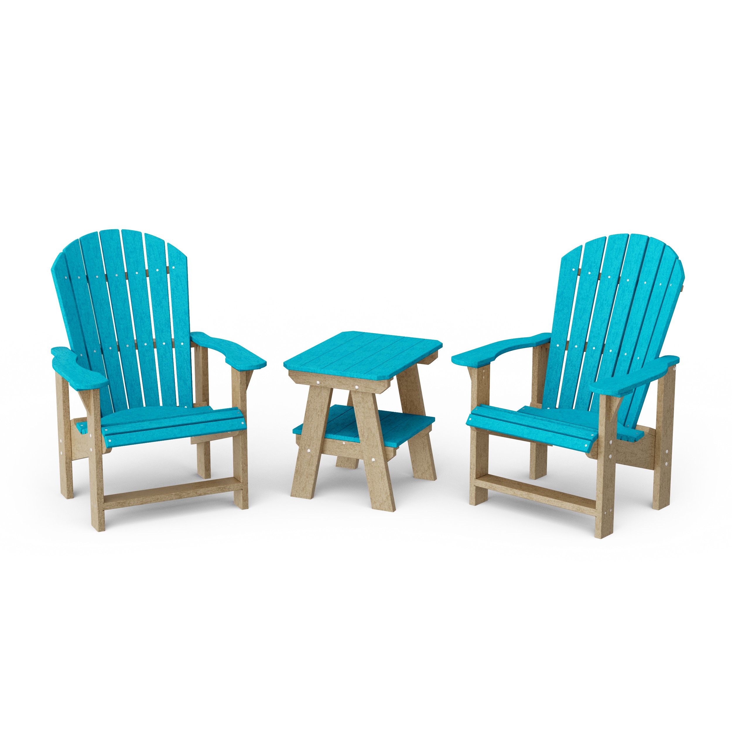 Heritage 3-Piece Upright Adirondack Chair Set with 22" Side Table
