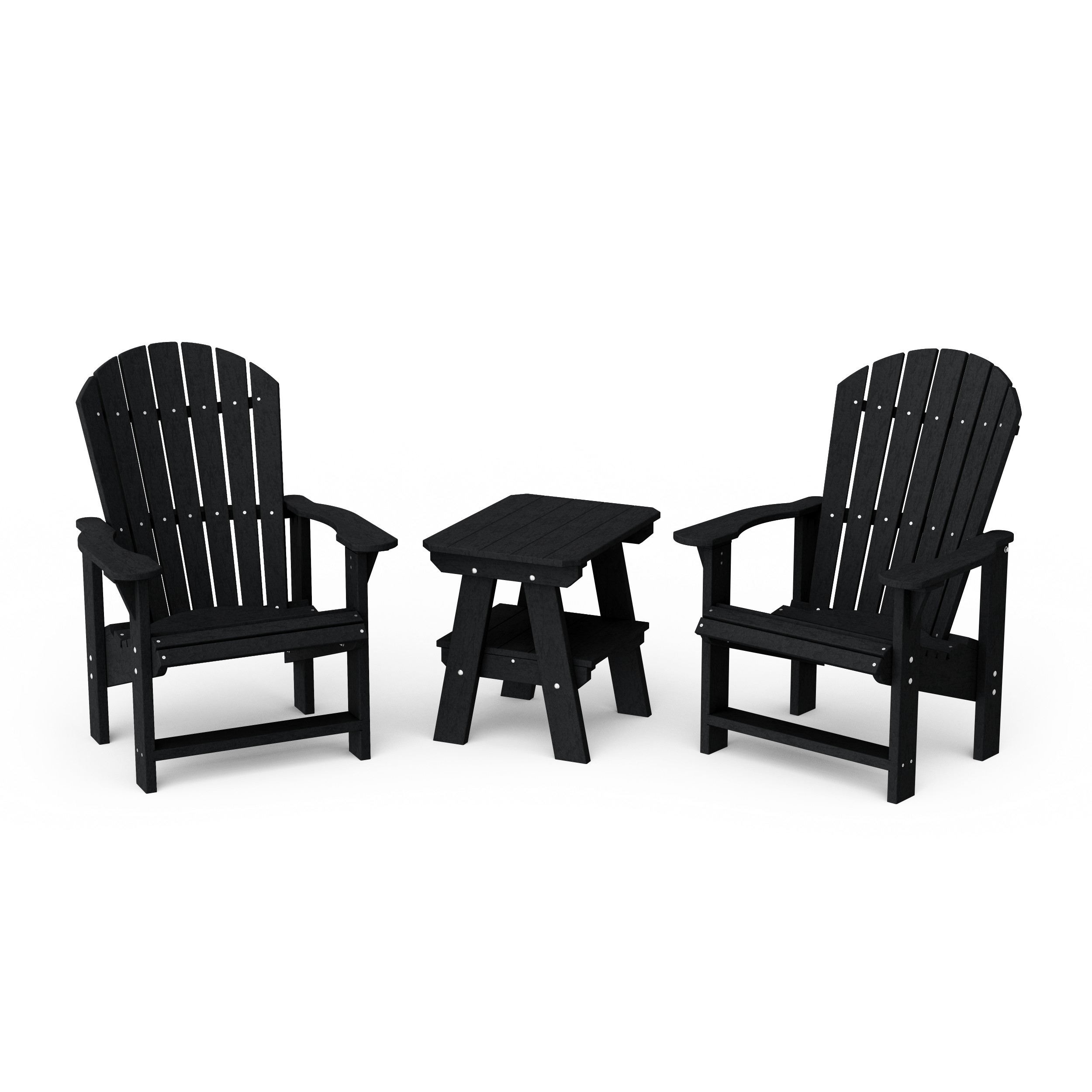 Heritage 3-Piece Upright Adirondack Chair Set with 22" Side Table