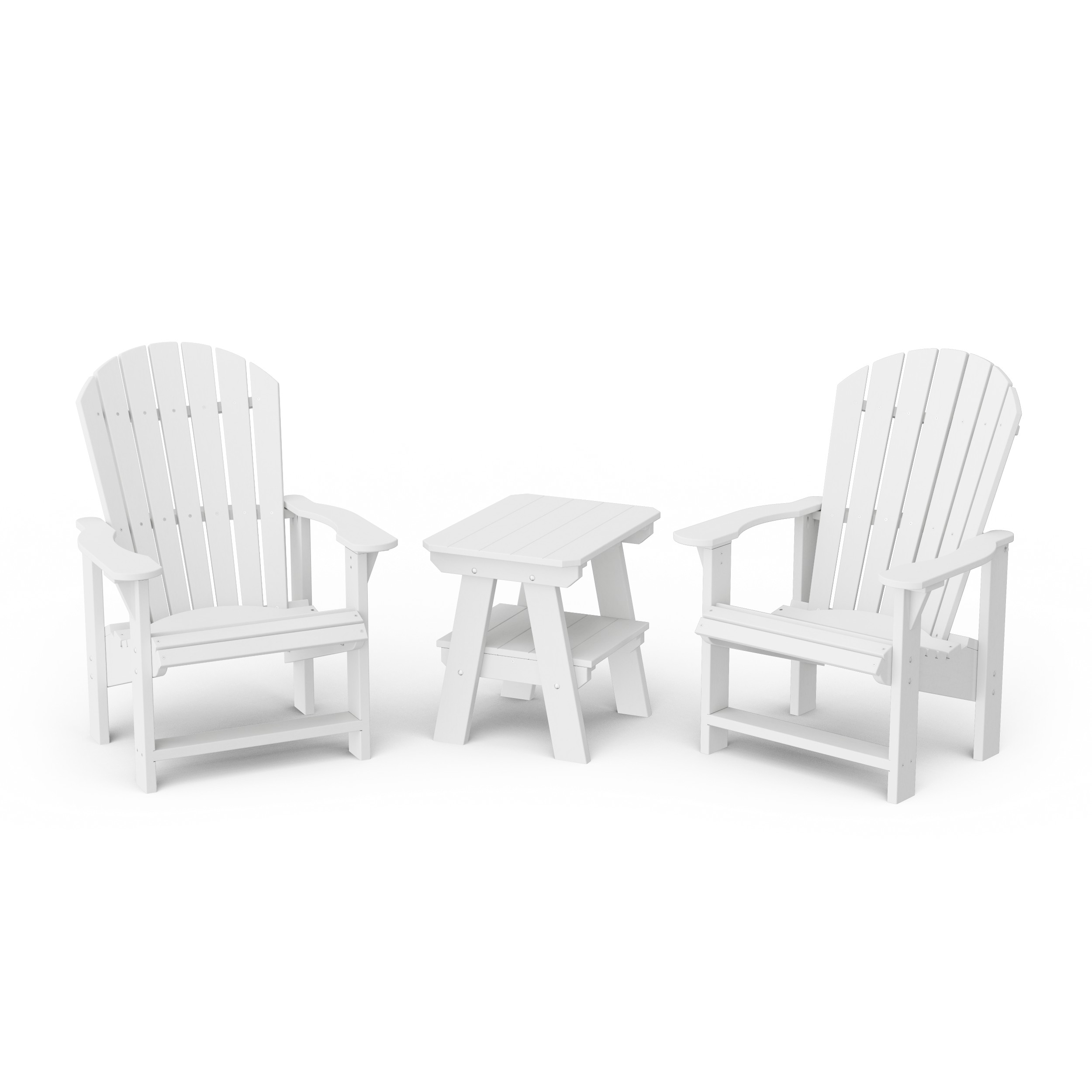 Heritage 3-Piece Upright Adirondack Chair Set with 22" Side Table
