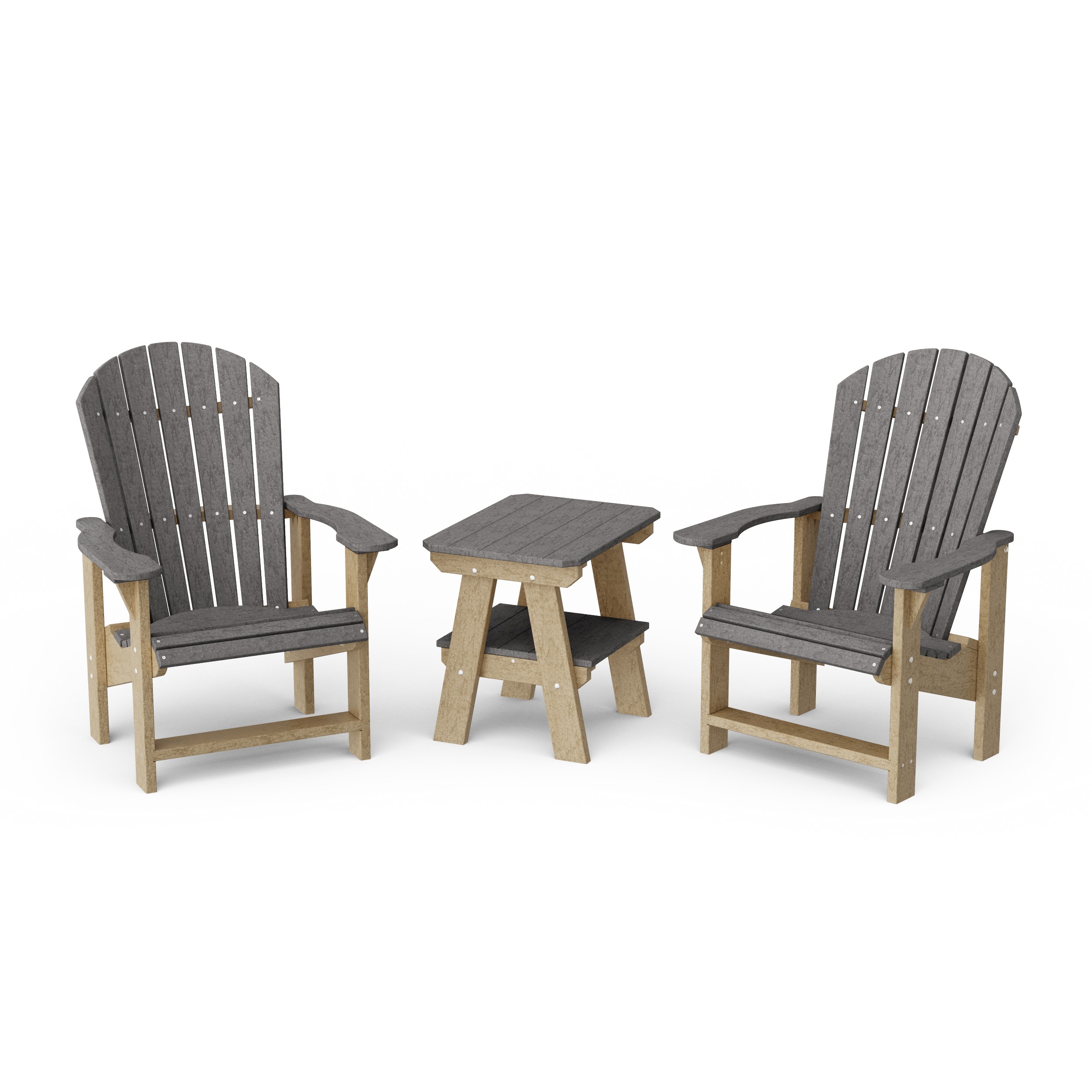 Heritage 3-Piece Upright Adirondack Chair Set with 22" Side Table