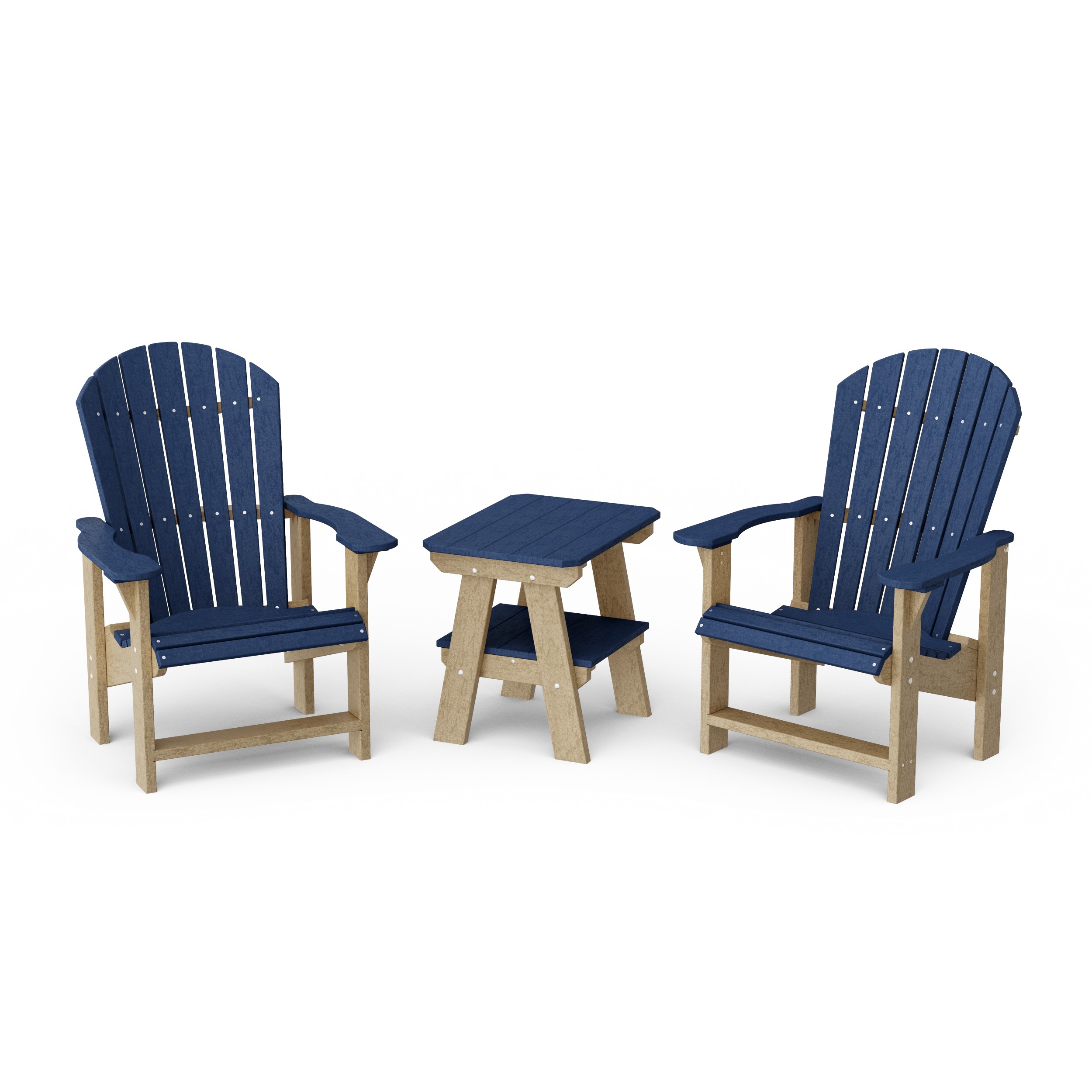 Heritage 3-Piece Upright Adirondack Chair Set with 22" Side Table