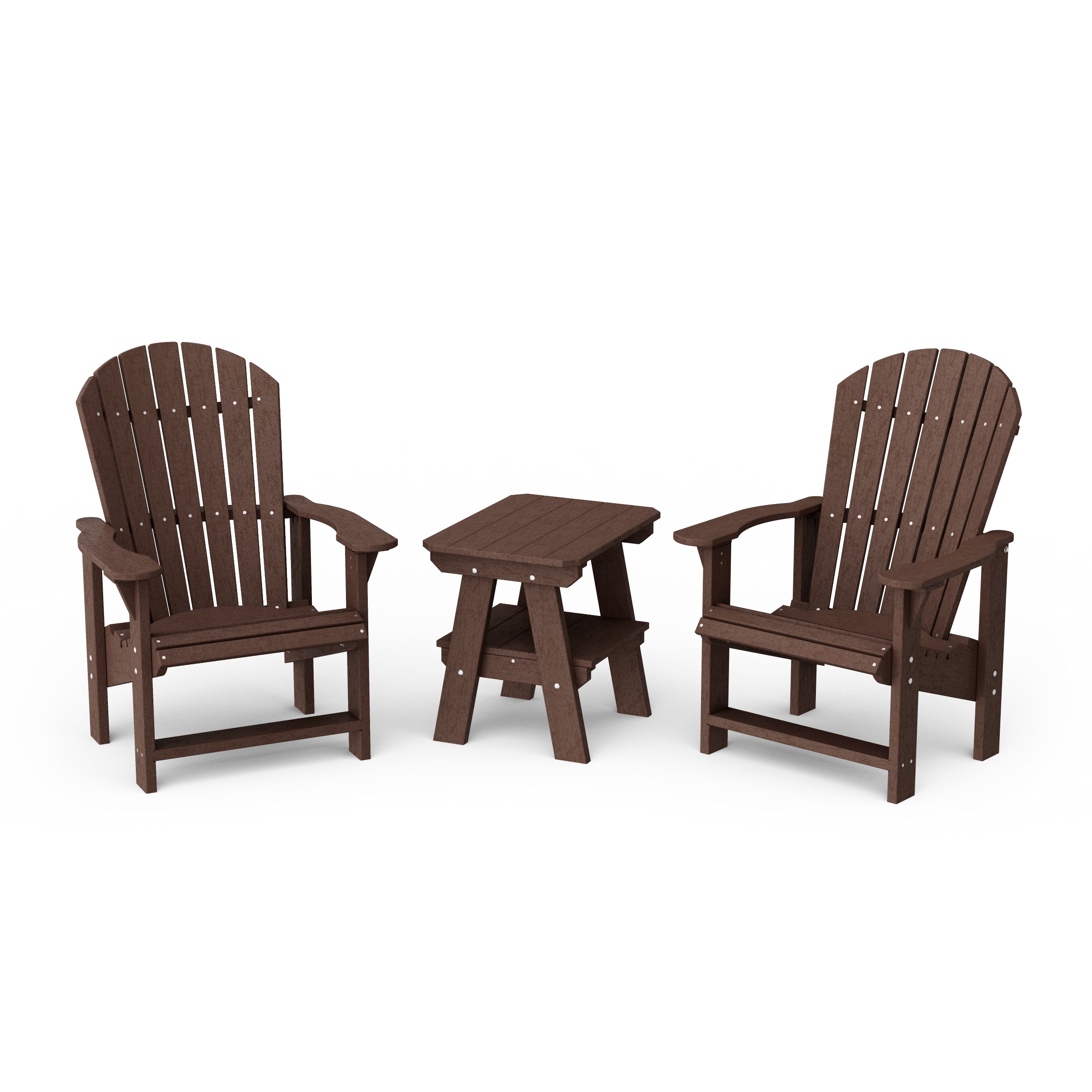 Heritage 3-Piece Upright Adirondack Chair Set with 22" Side Table