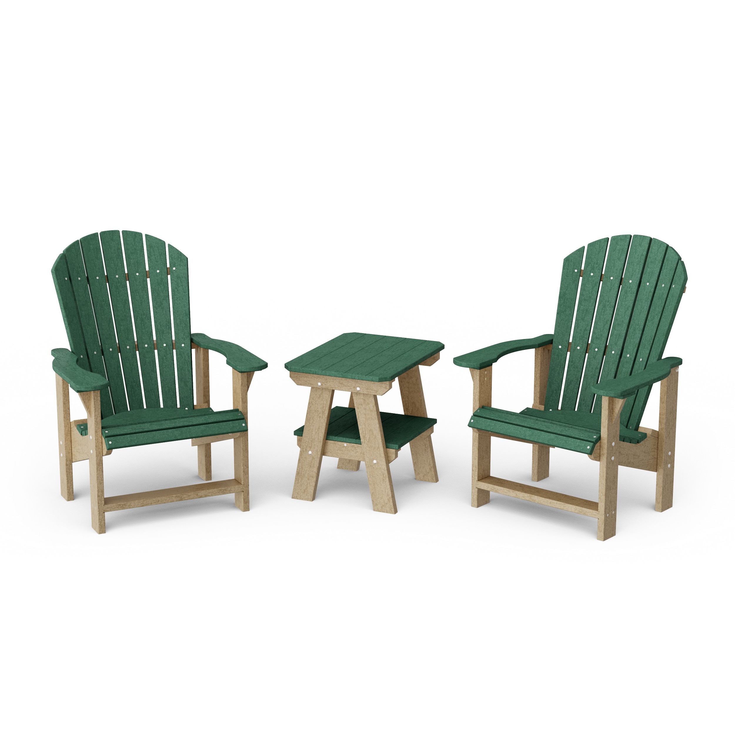 Heritage 3-Piece Upright Adirondack Chair Set with 22" Side Table