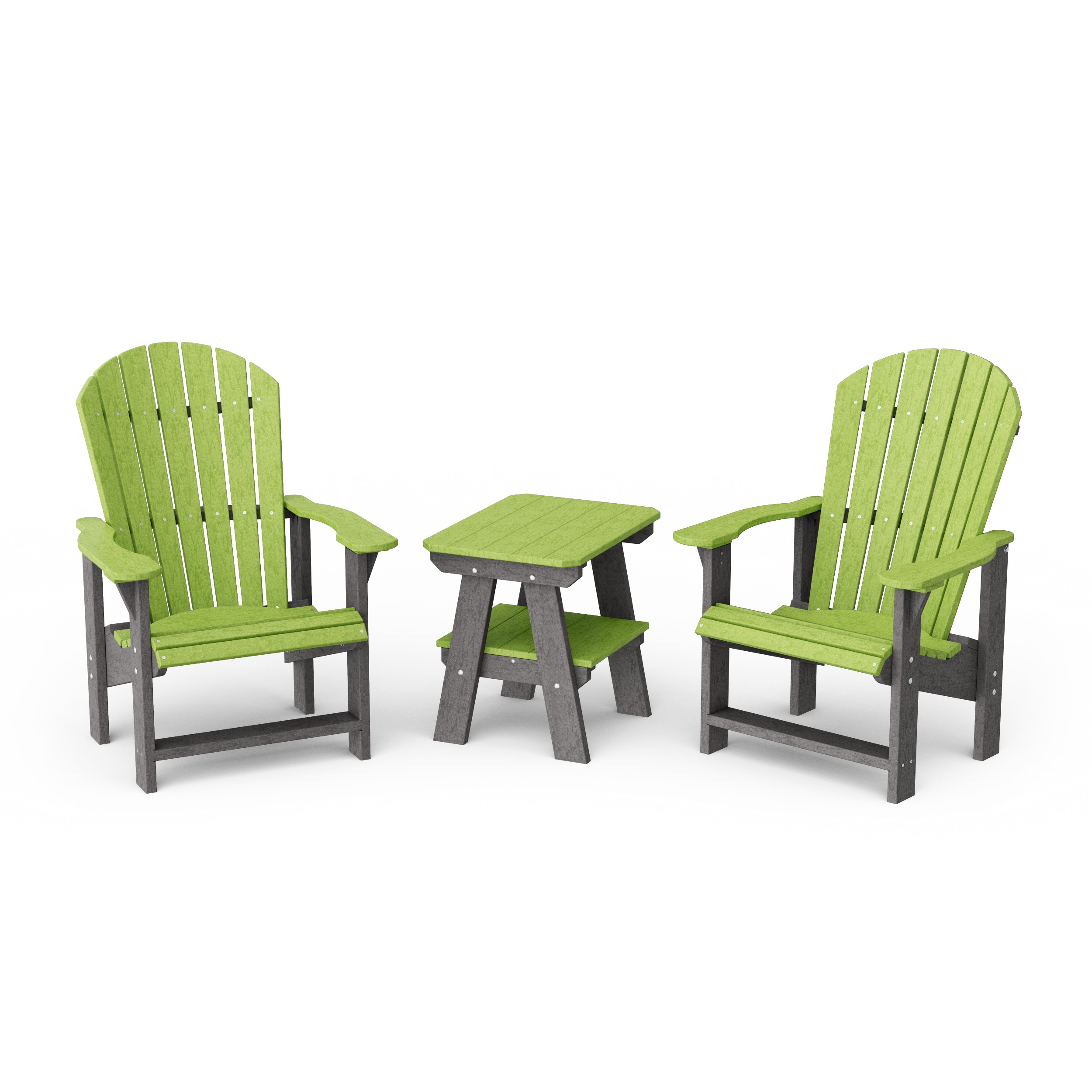 Heritage 3-Piece Upright Adirondack Chair Set with 22" Side Table