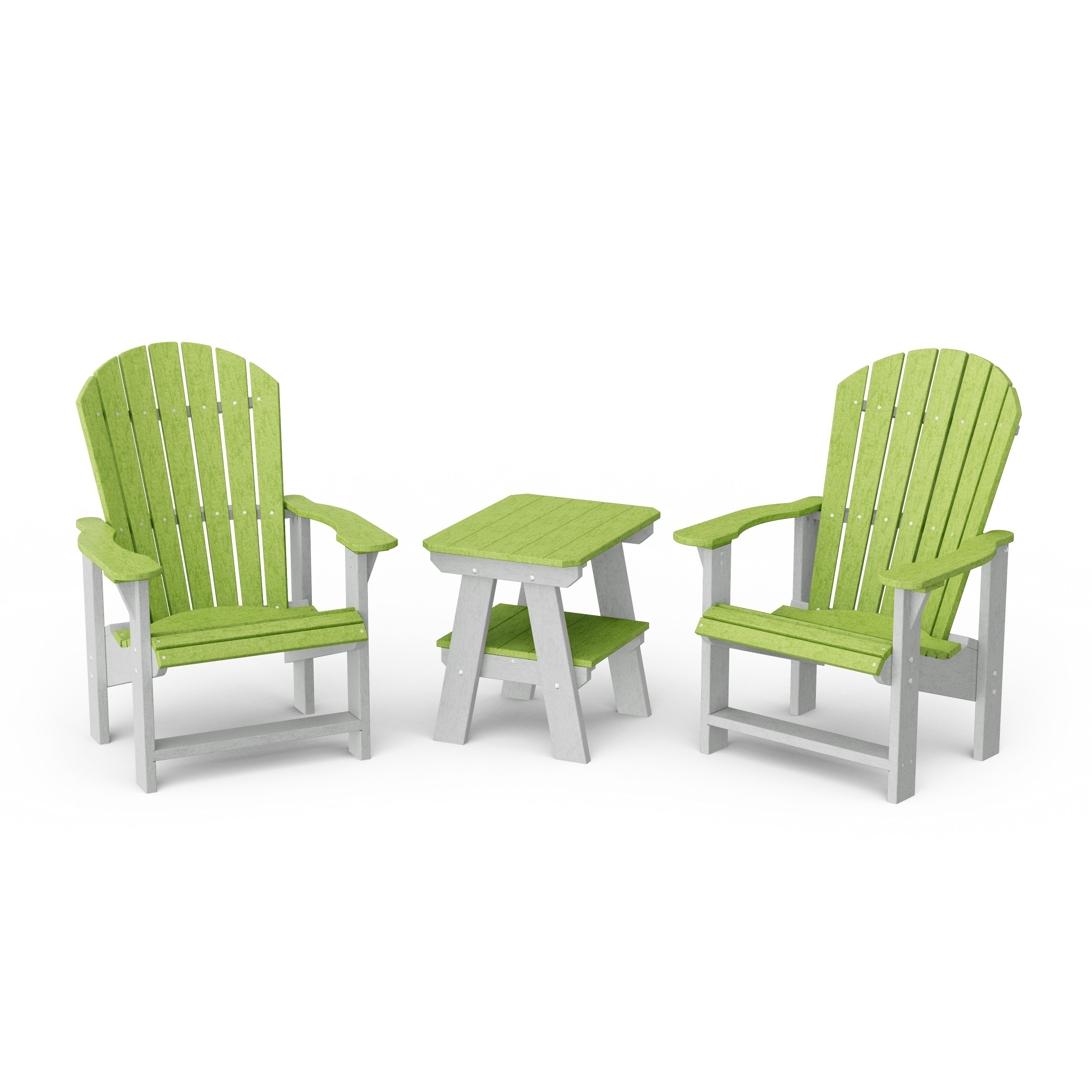 Heritage 3-Piece Upright Adirondack Chair Set with 22" Side Table