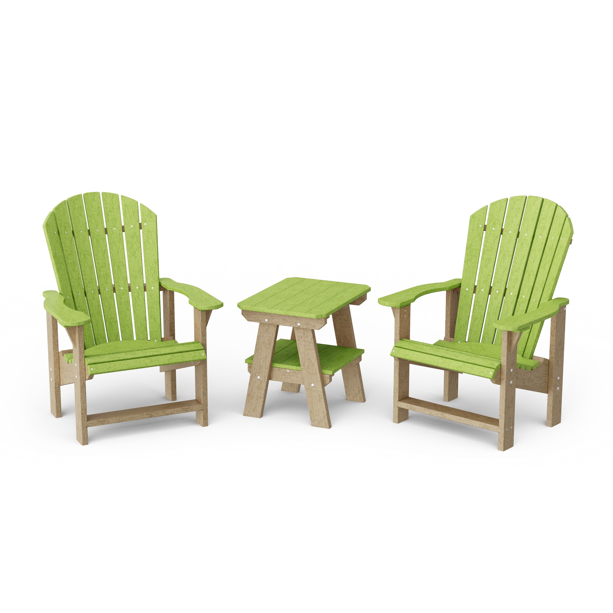 Heritage 3-Piece Upright Adirondack Chair Set with 22" Side Table