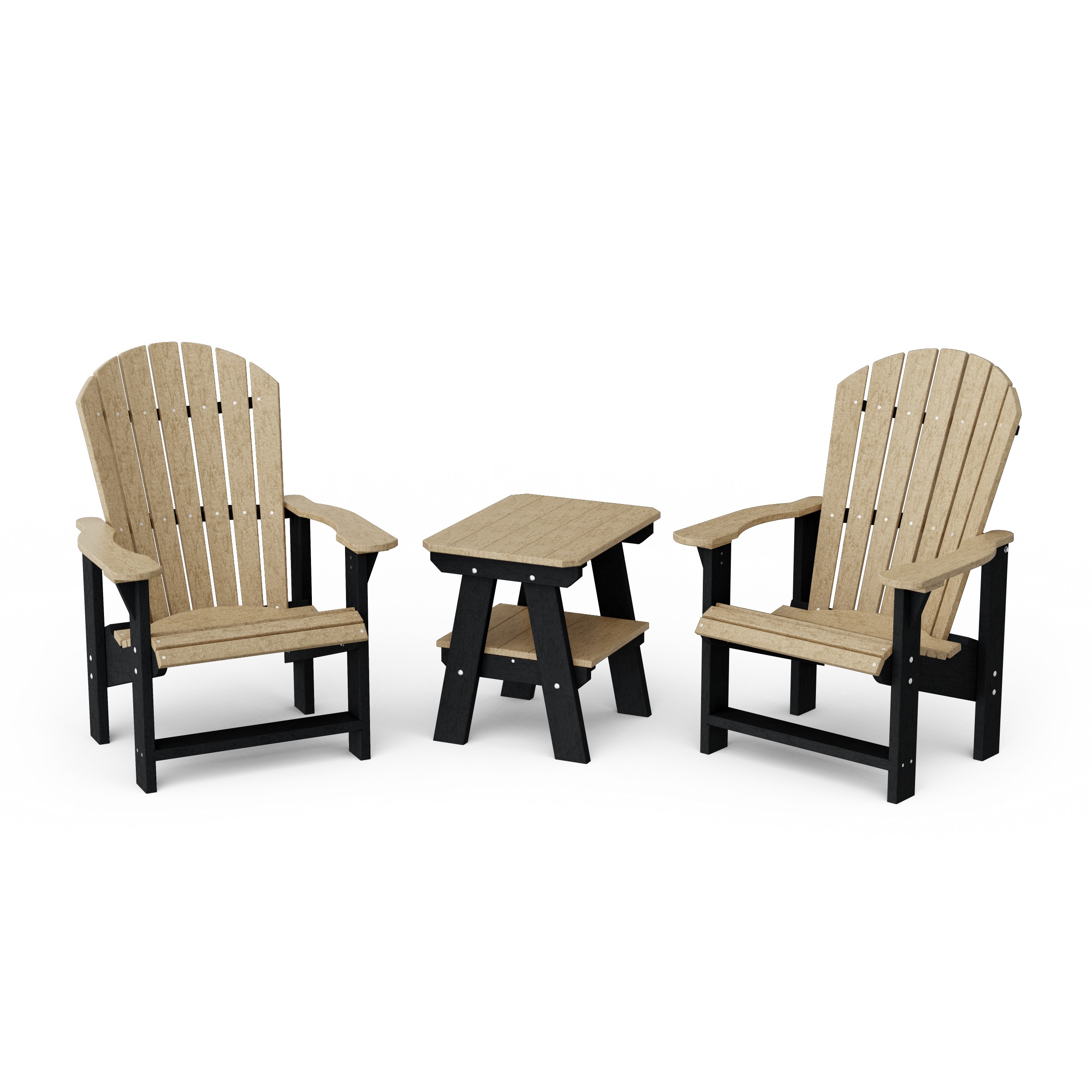 Heritage 3-Piece Upright Adirondack Chair Set with 22" Side Table