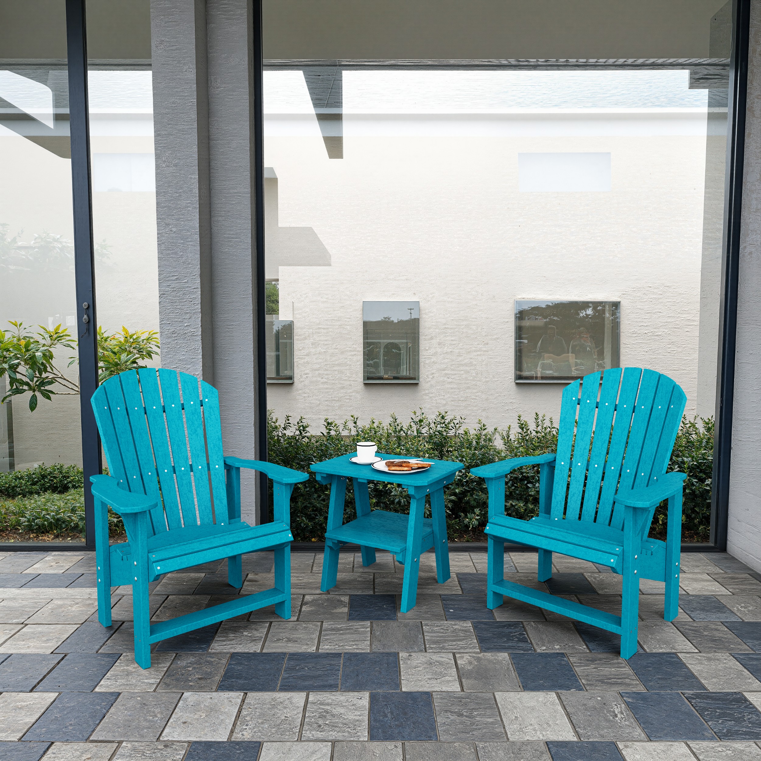 Heritage 3-Piece Upright Adirondack Chair Set with 22" Side Table