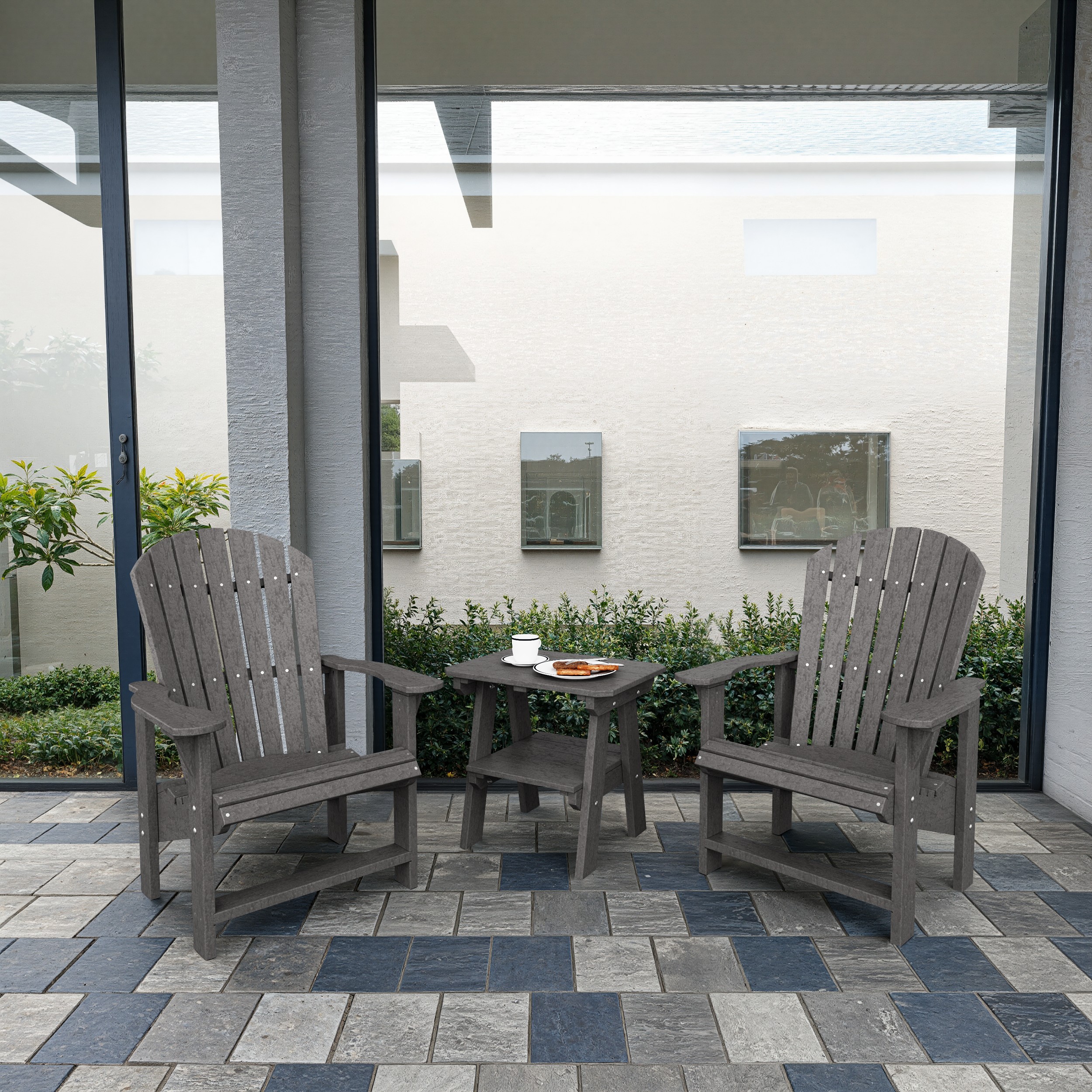 Heritage 3-Piece Upright Adirondack Chair Set with 22" Side Table